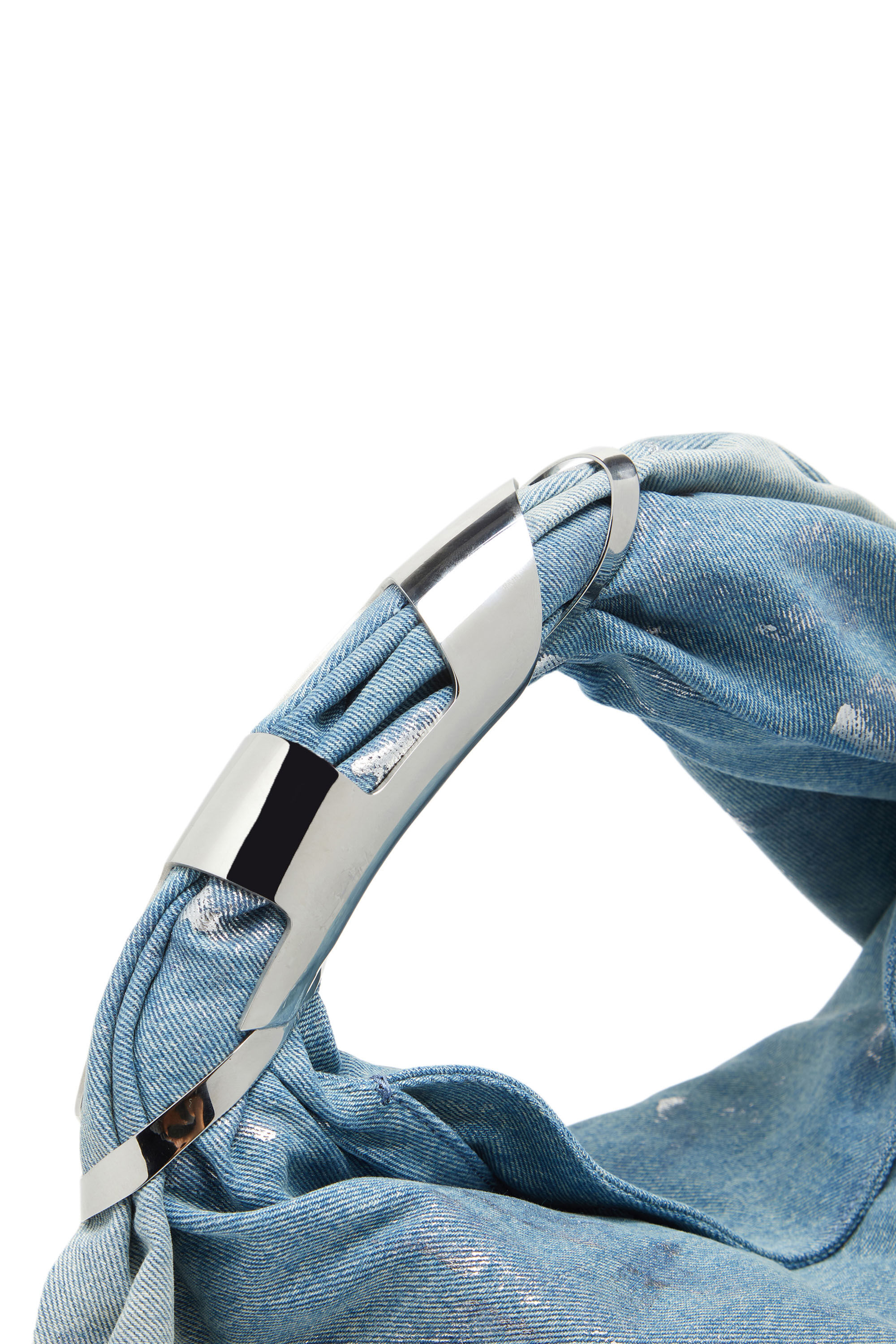 Diesel - GRAB-D HOBO S, Female's Grab-D S-Washed denim hobo bag with rolled Oval D in Light Blue - 5