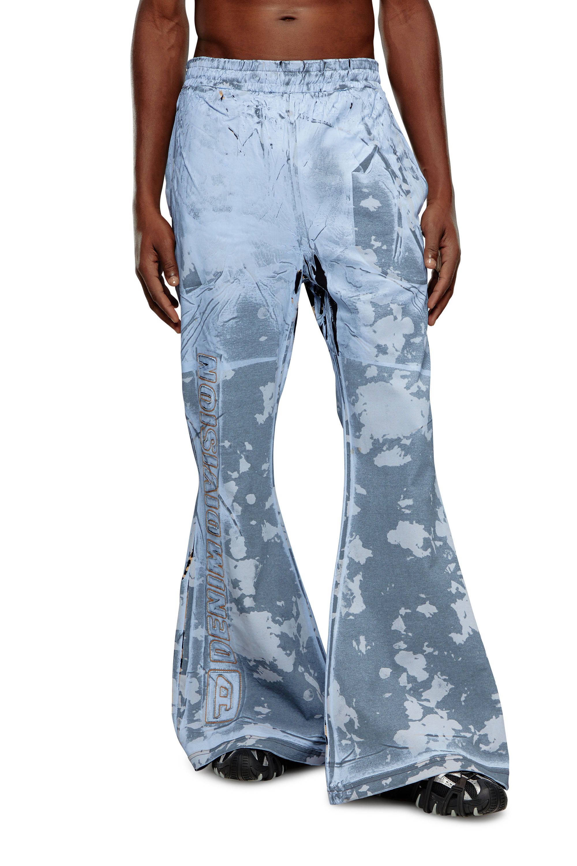 Diesel - P-BELB-P1, Unisex's Flared track pants in coated jersey in Light Blue - 3
