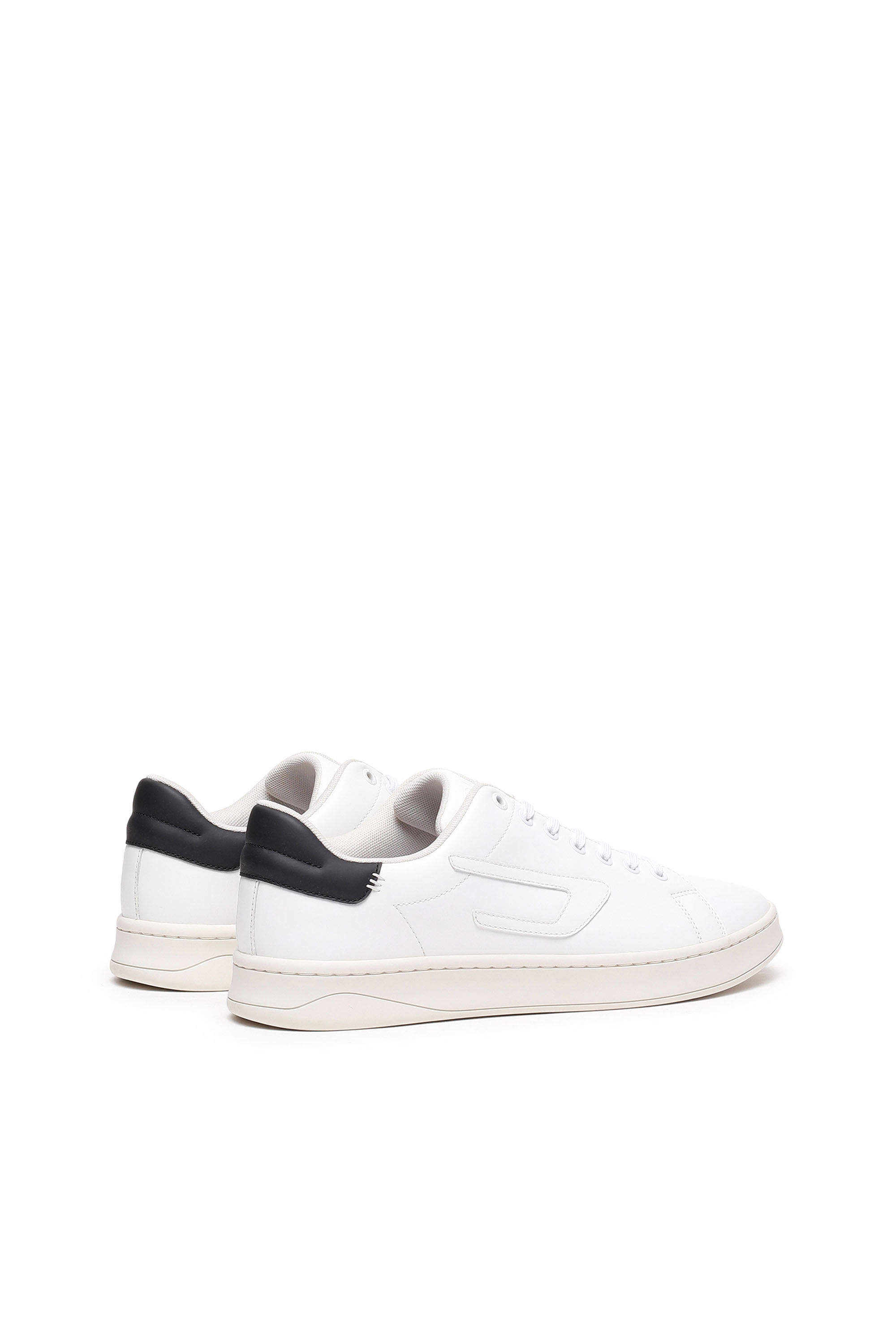 Diesel - S-ATHENE LOW, Male's S-Athene Low-Low-top leather sneakers with D patch in White/Black - 3
