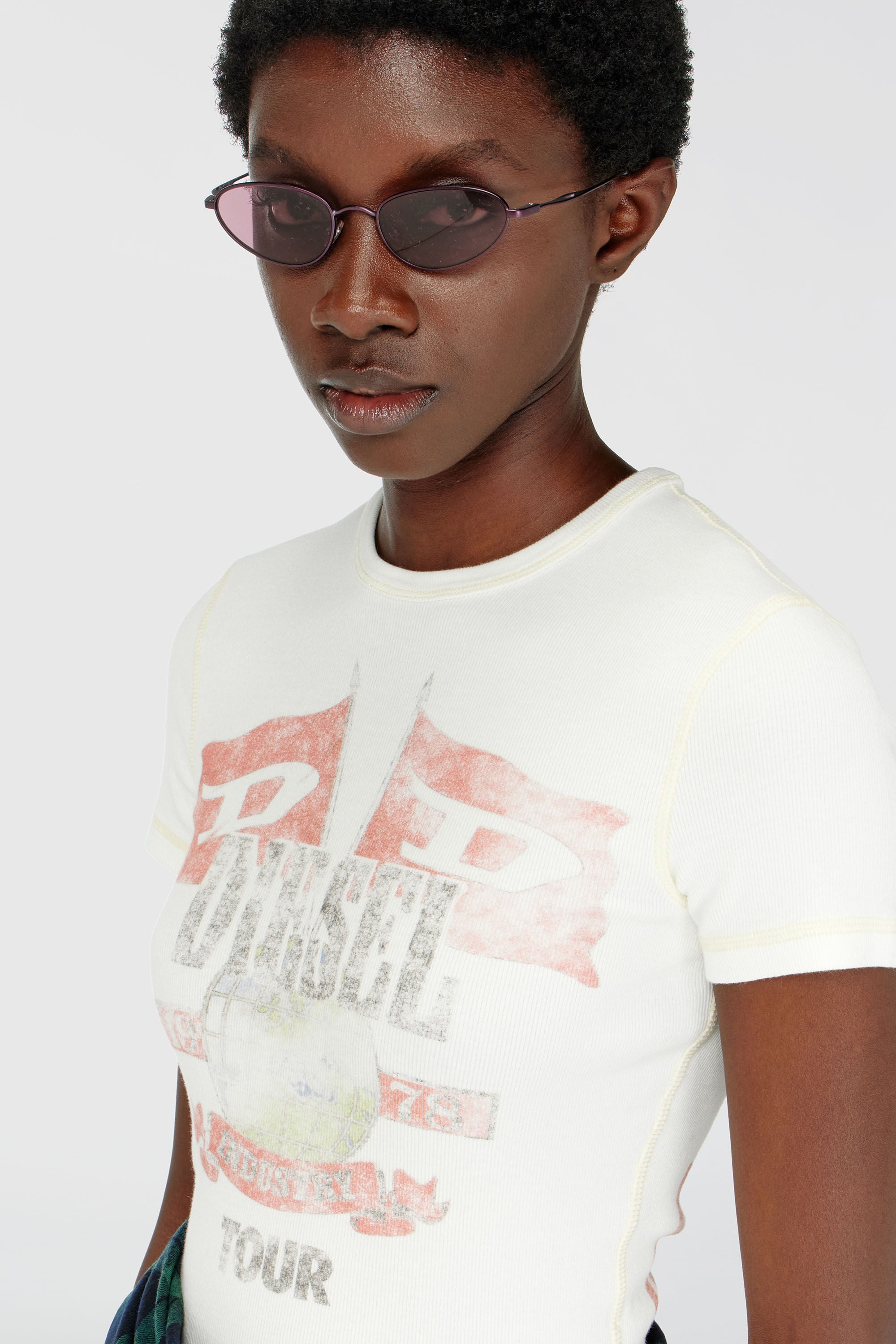 Diesel - T-MARSY-RIB, Camiseta de canal&eacute; con gr&aacute;ficos de concierto Mujer in ToBeDefined - 4