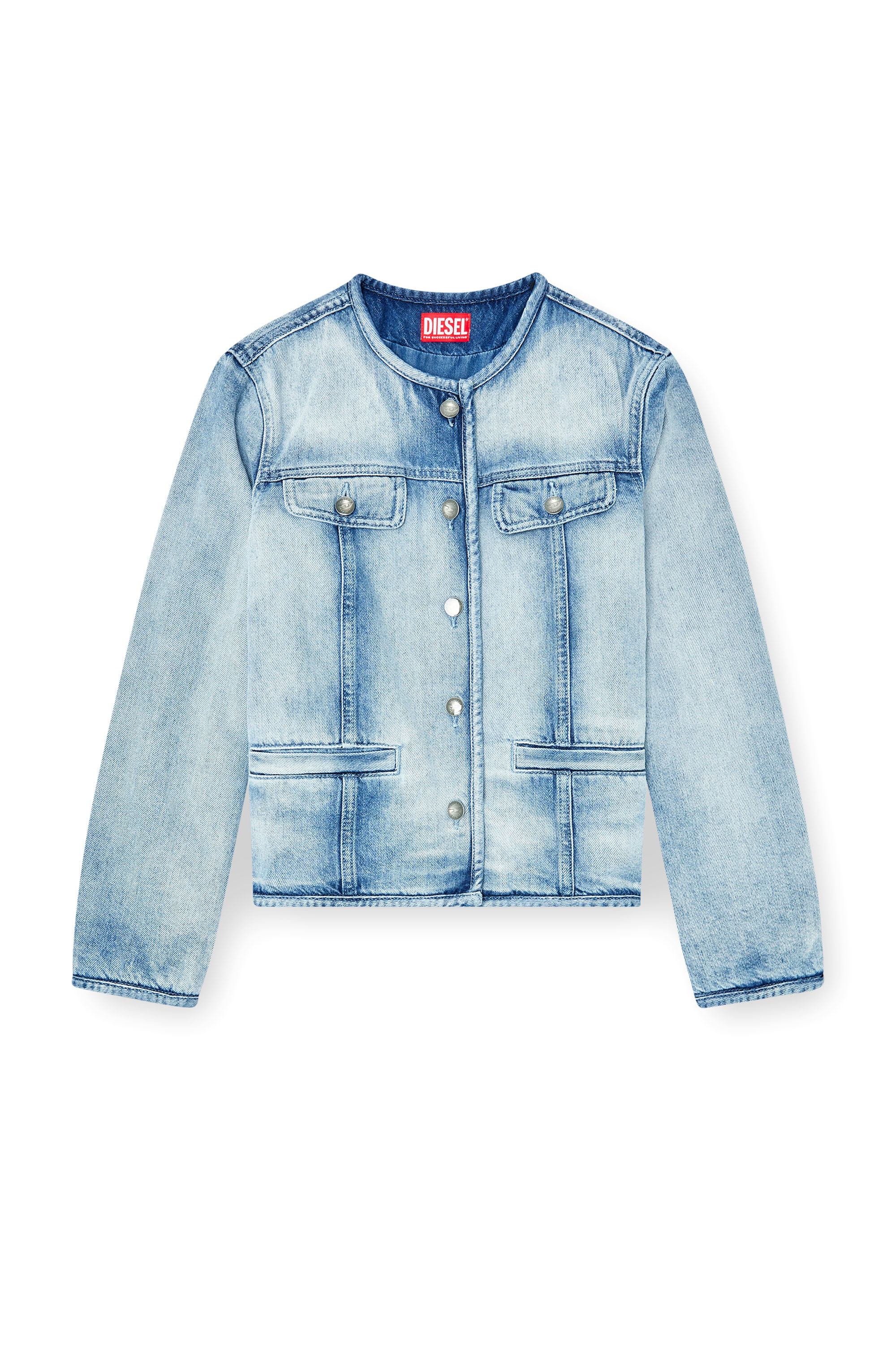 Diesel - DE-GRAFY-FSI1, Woman's Jacket in medium-light skeleton denim in Light Blue - 2