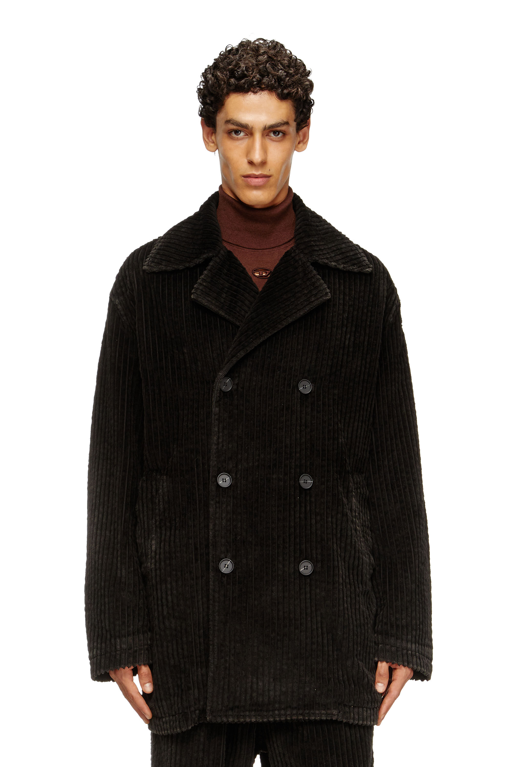 Diesel - W-OTIS, Caban en velours côtelé traité Homme in Marron - 3