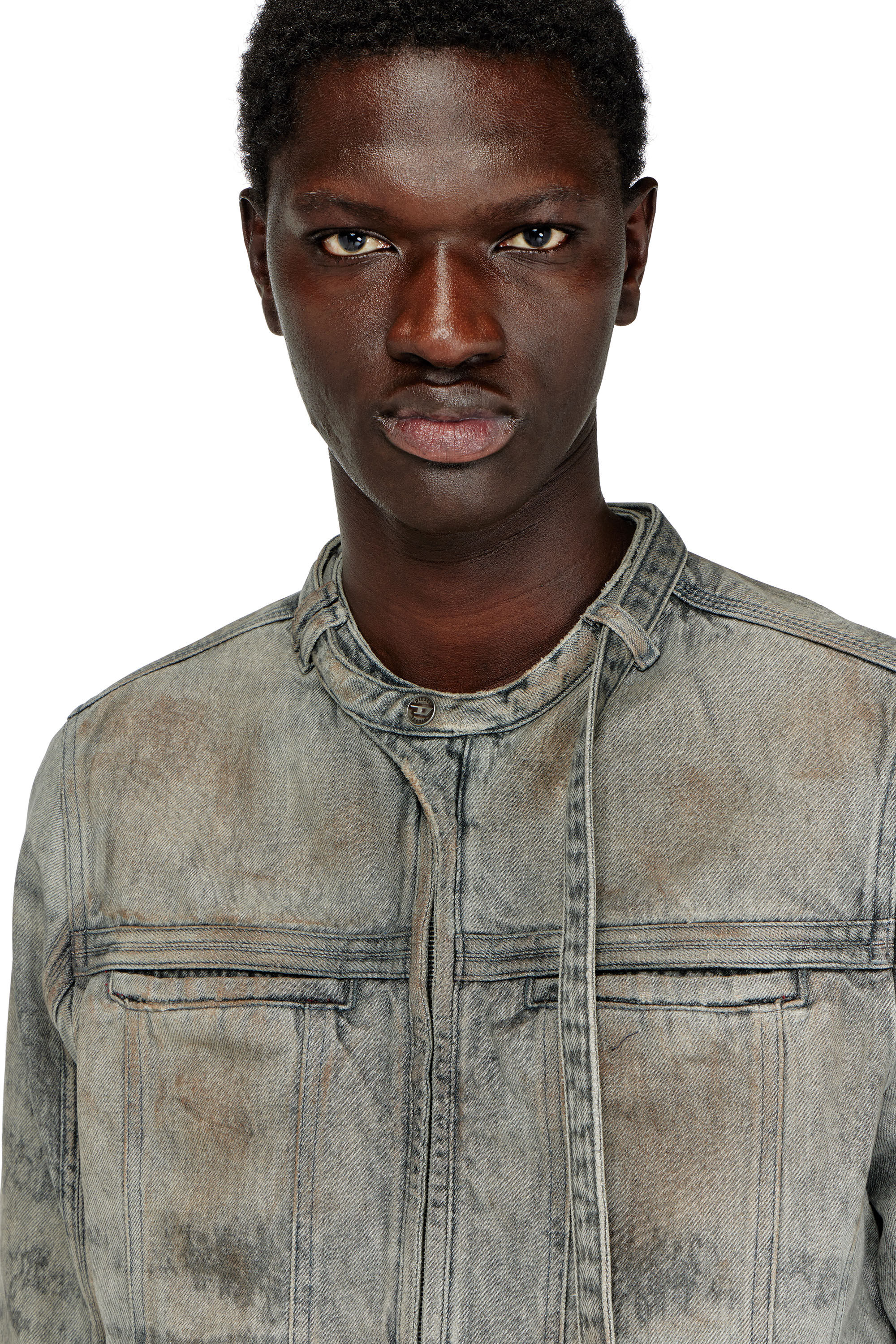 Men's Jacket in cotton-hemp satin denim | Grey | Diesel US