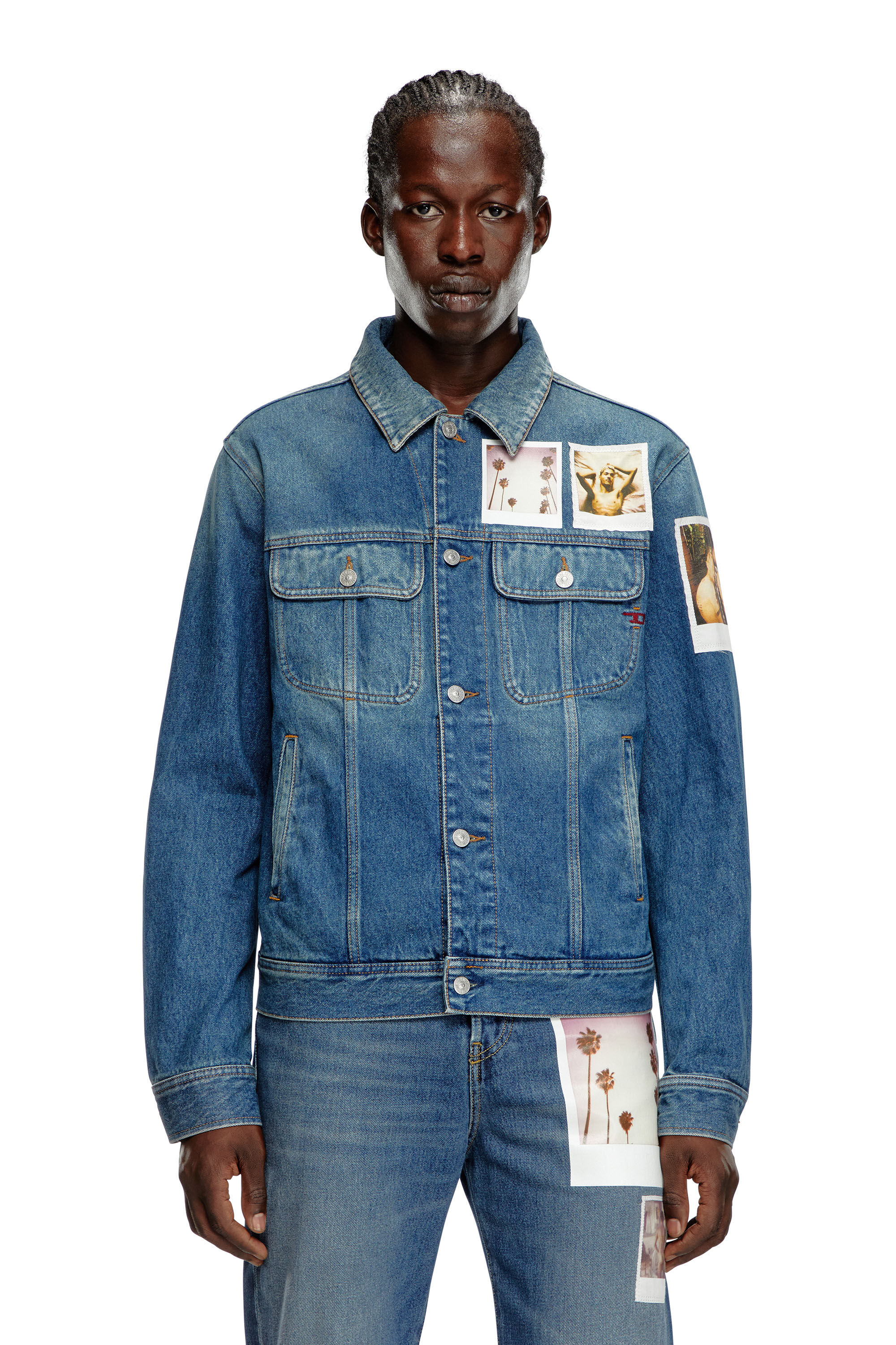 Diesel - PR-D-BARCY, Veste trucker avec empiècements polaroïd Mixte in Bleu - 4