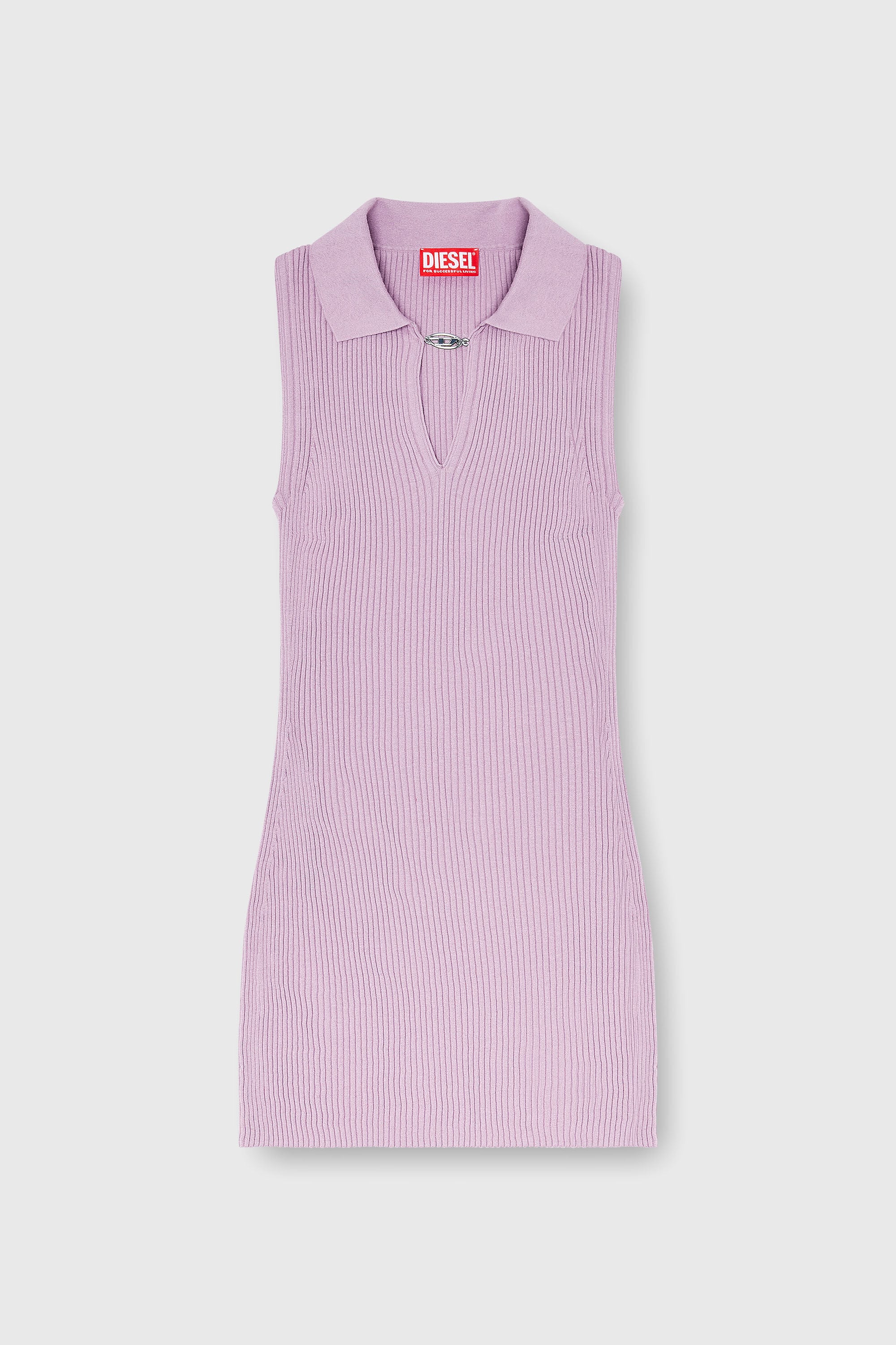 Diesel - M-LILMA, Robe polo courte en maille c&ocirc;tel&eacute;e m&eacute;lang&eacute;e soie Femme in Rose - 2