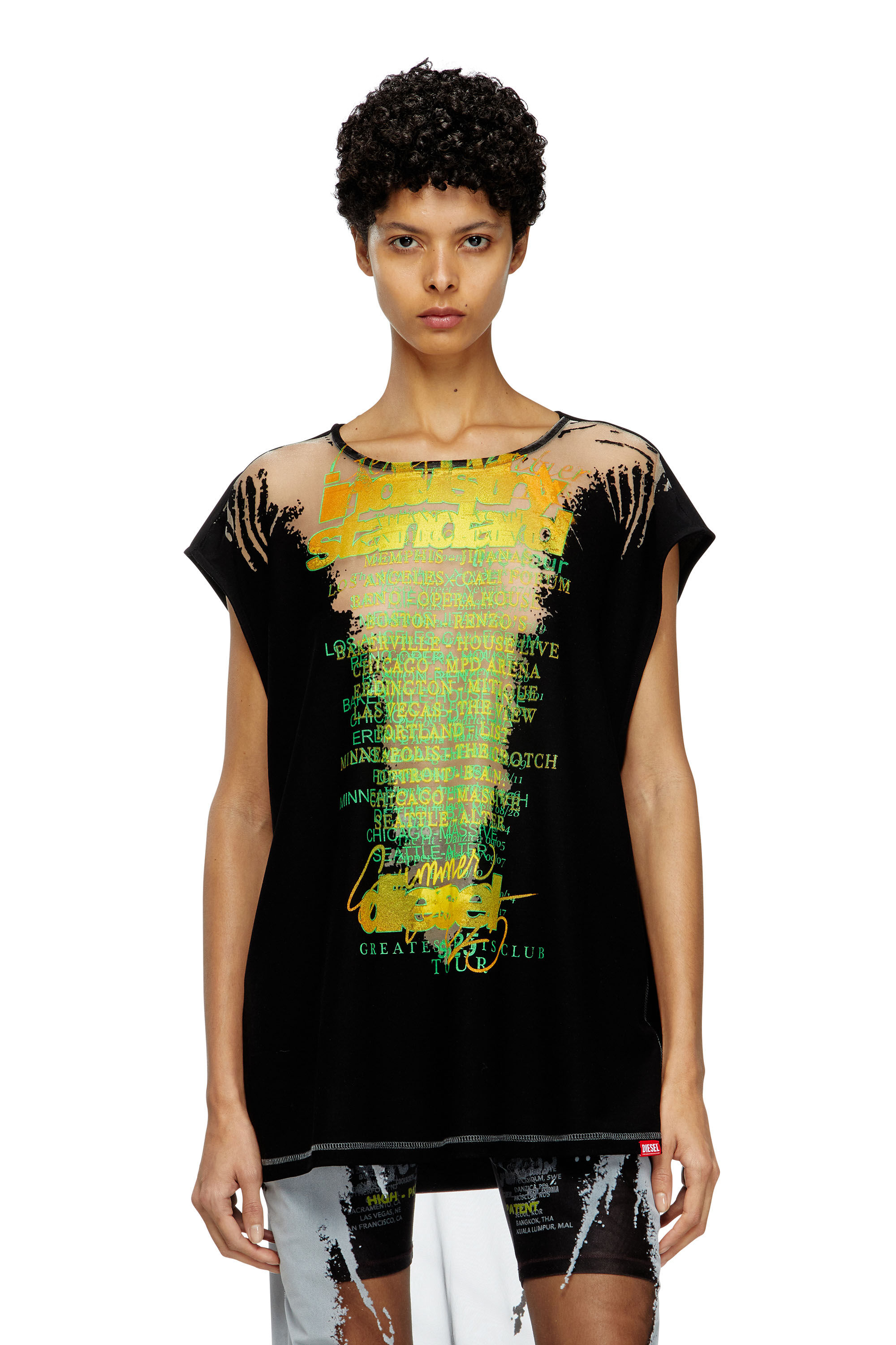 Diesel - T-ISAK-A, T-shirt sans manches avec imprimé paroles Mixte in Noir - 6