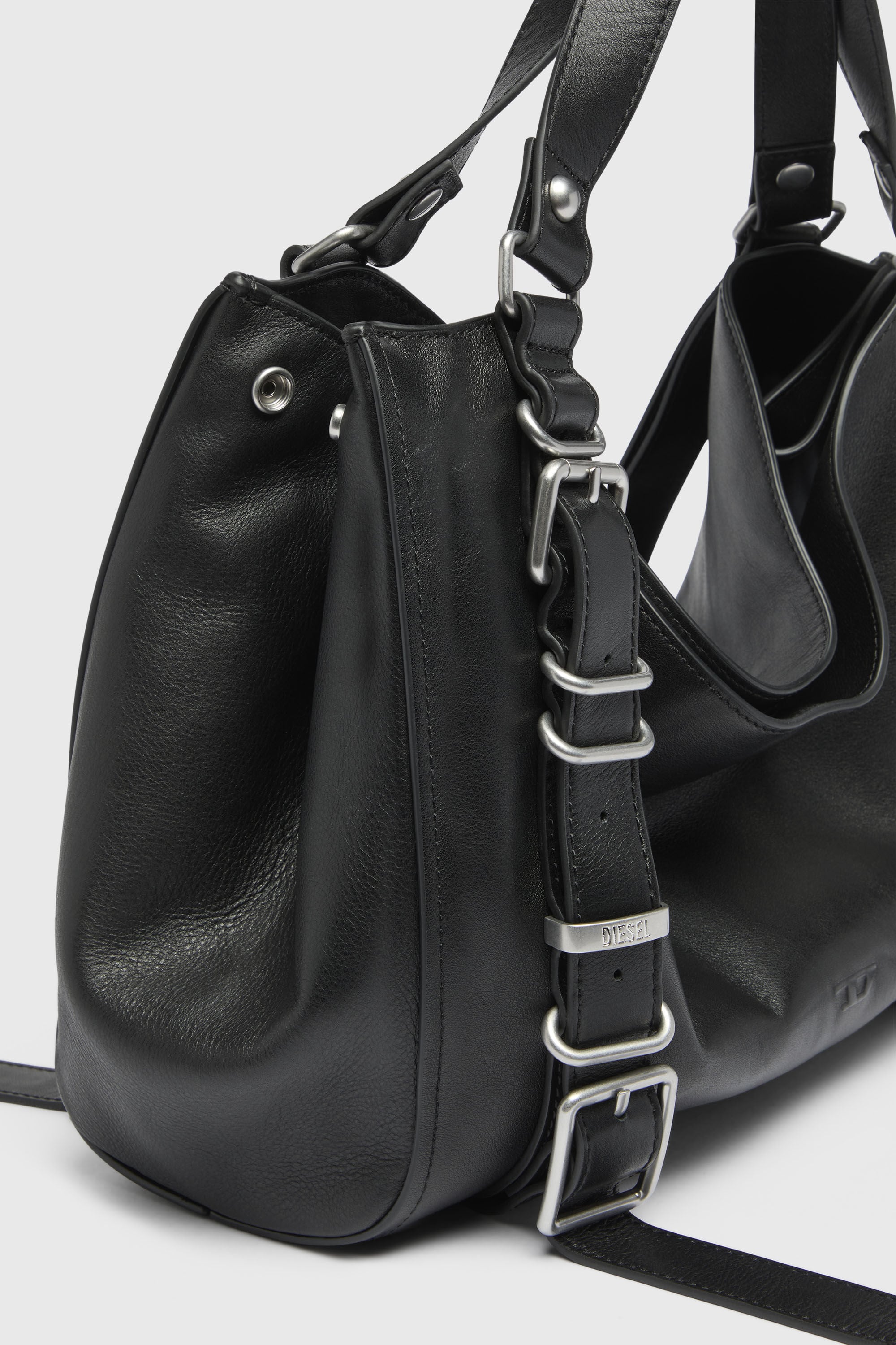 Women's D-One-Medium top-handle bag in treated leather | Black