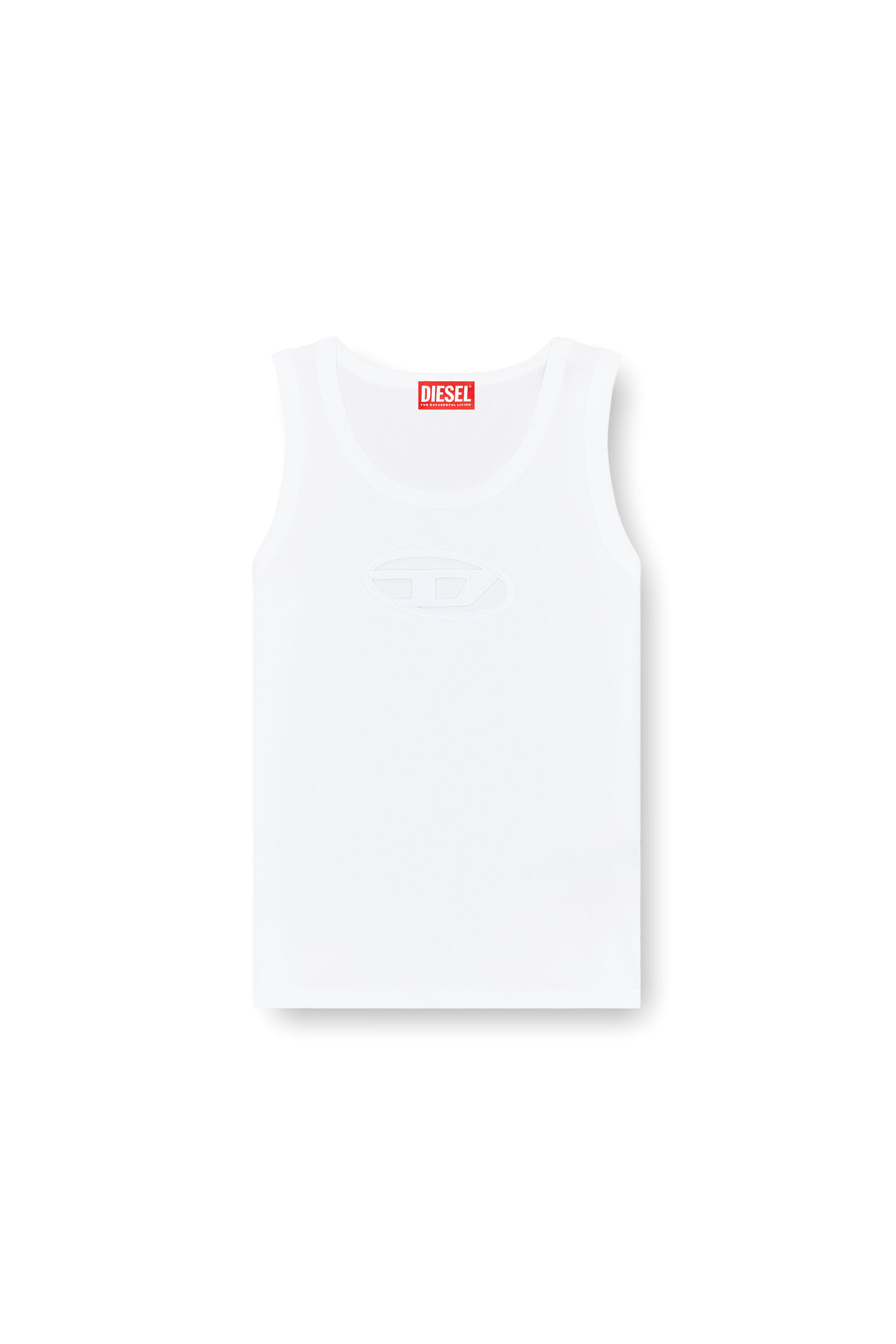 Women's Tank top with cut-out Oval D logo | White | Diesel