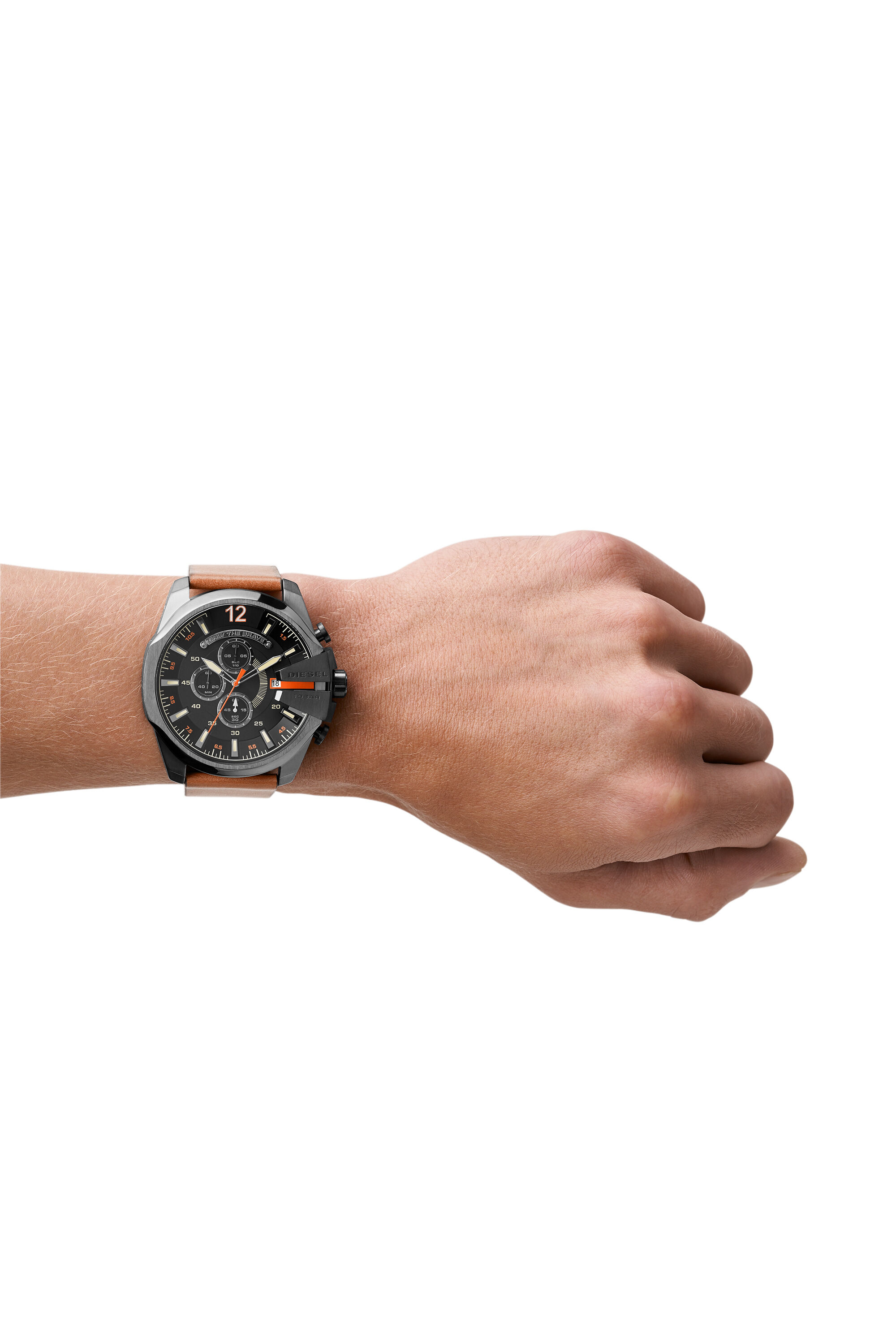 DZ4343 Man: Mega Chief brown leather watch | Diesel