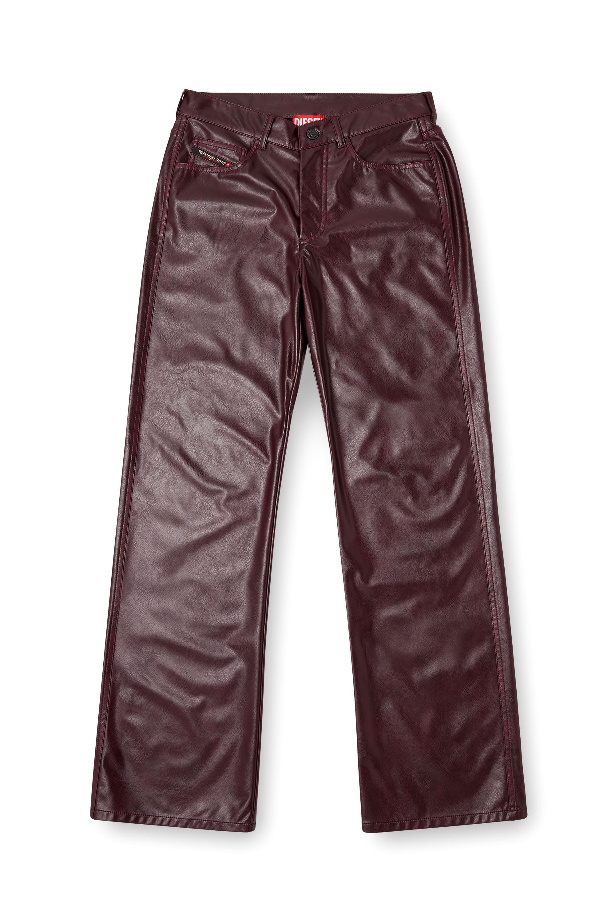 Women's Burgundy pants in coated fabric | Red | Diesel CA