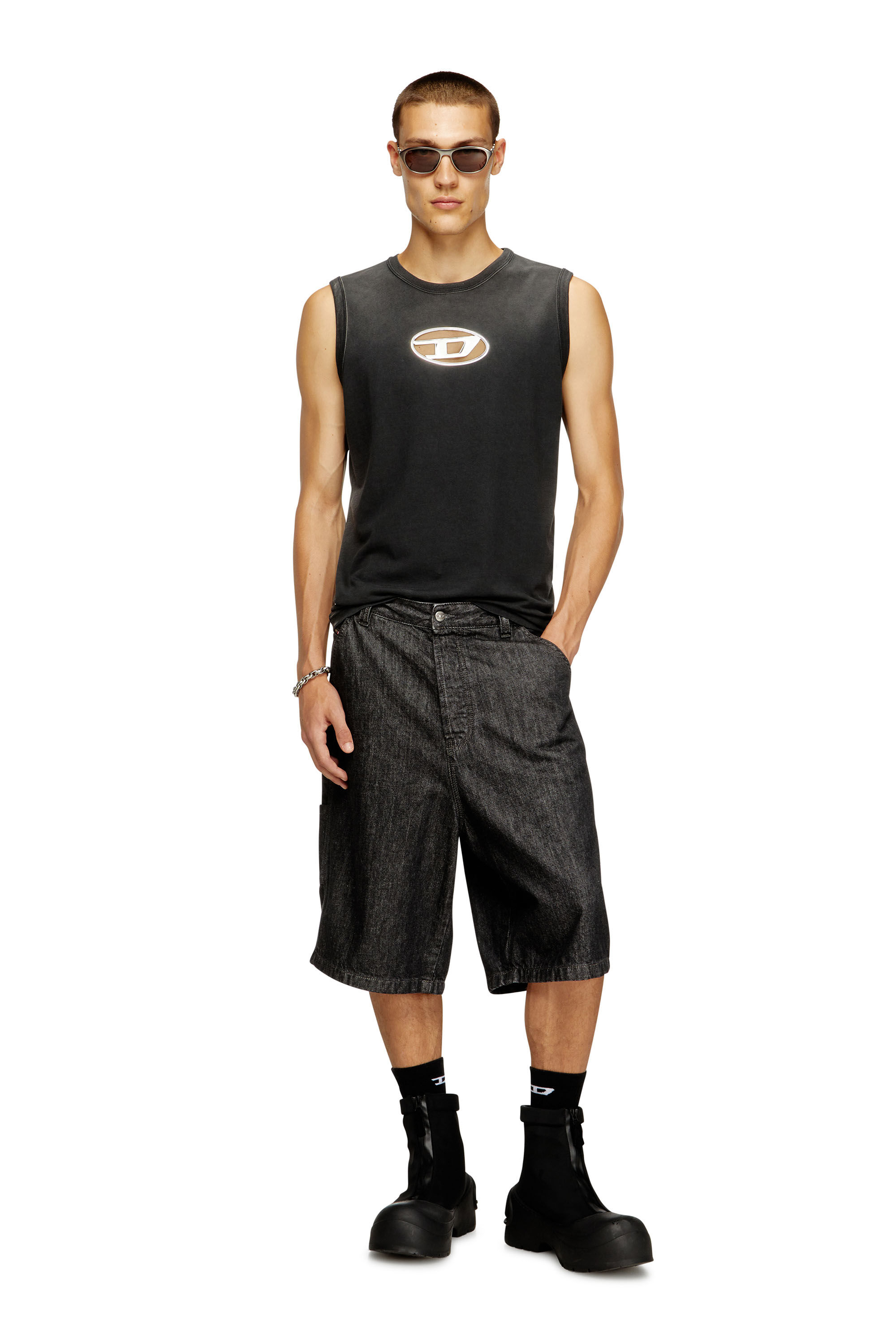 トップス DIESEL Faded tank top with puffy Oval D Men's Faded tank top with puffy Oval D | Brown | Diesel