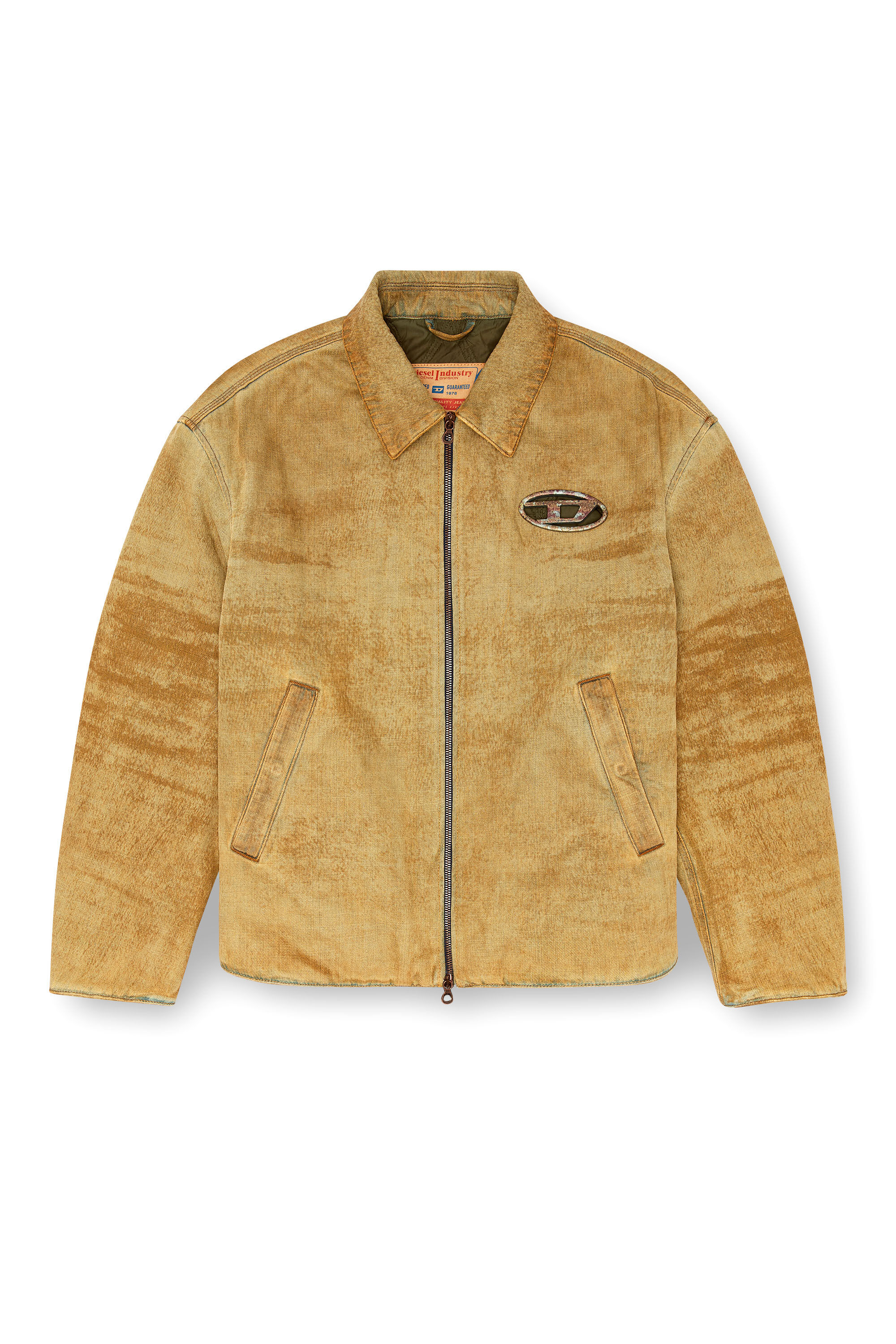 Men's Padded jacket with rust-effect logo | Brown | Diesel