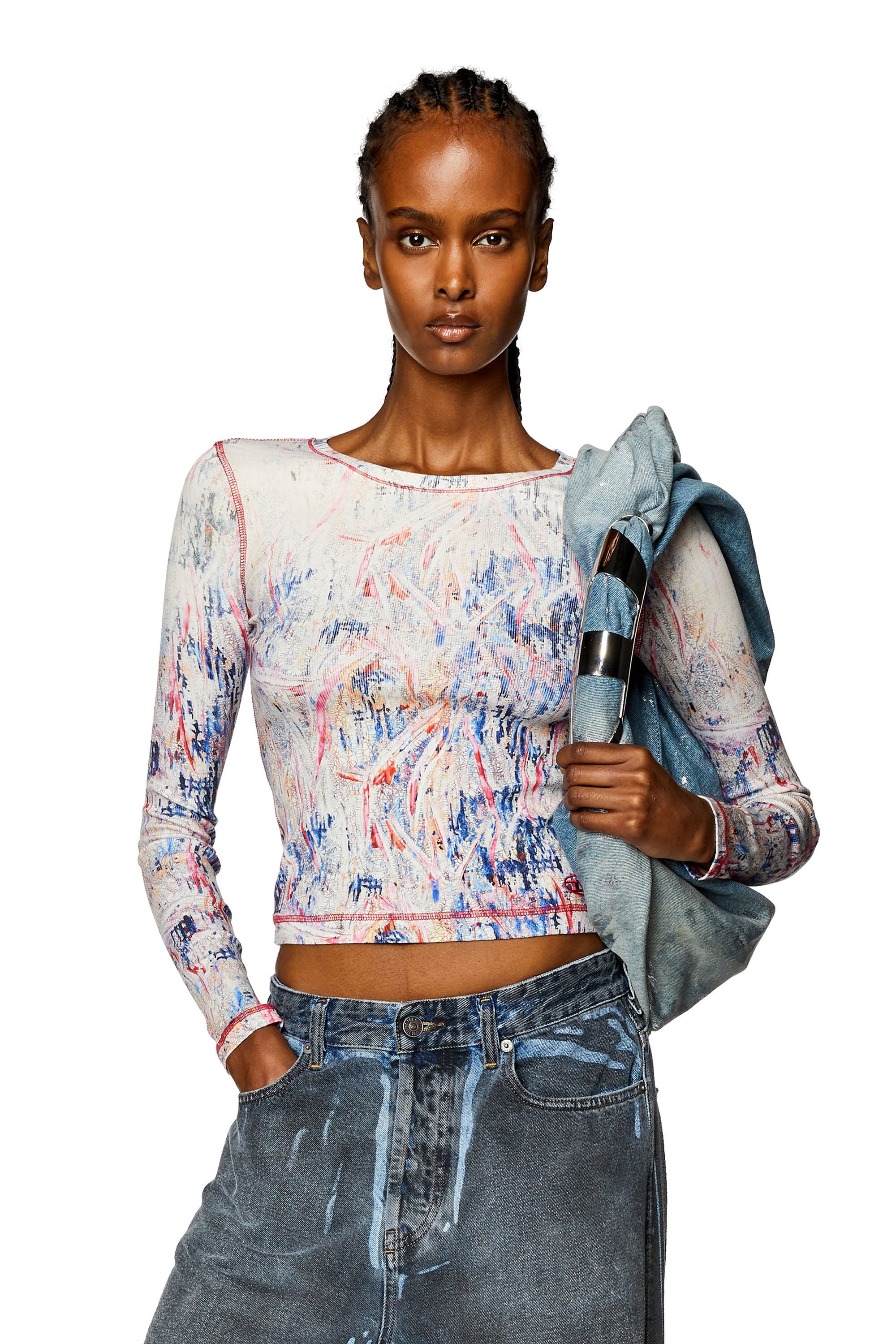 Women's Ribbed top with spray treatment | Multicolor | Diesel