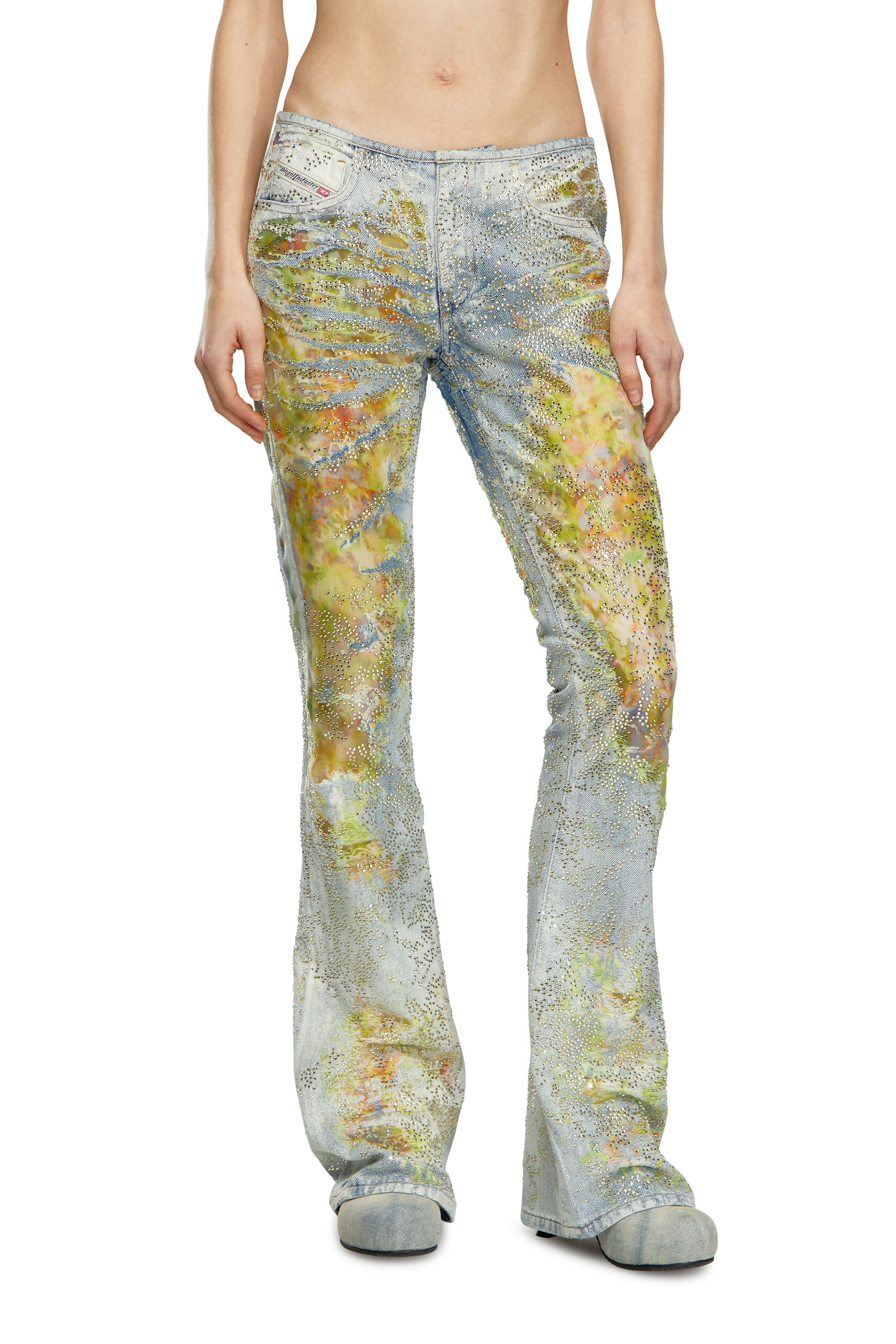 Diesel - Female's Bootcut Jeans D-Shark 068MX, Blue/Yellow - 3