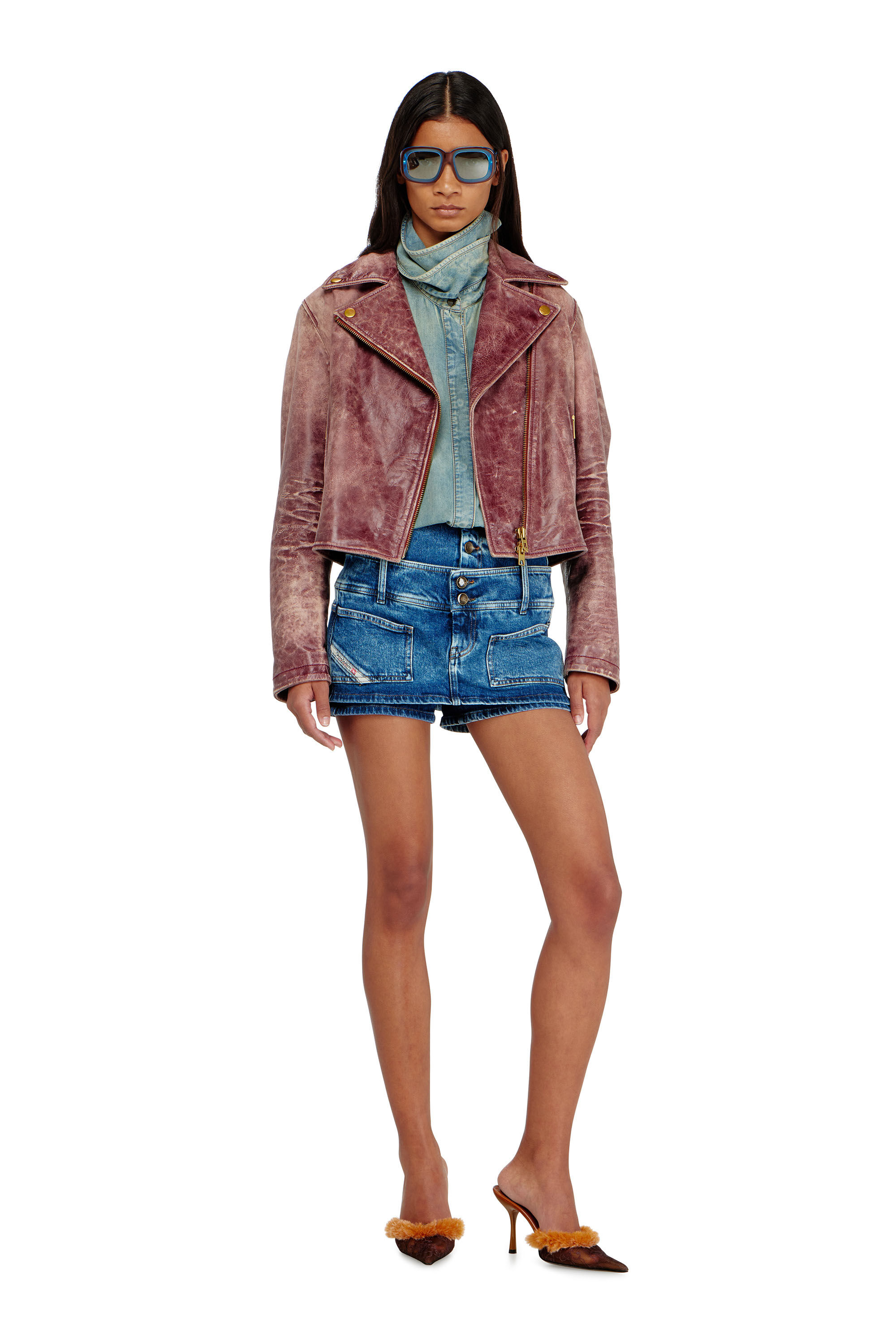 Women's Denim mini skort with double waist | Blue | Diesel