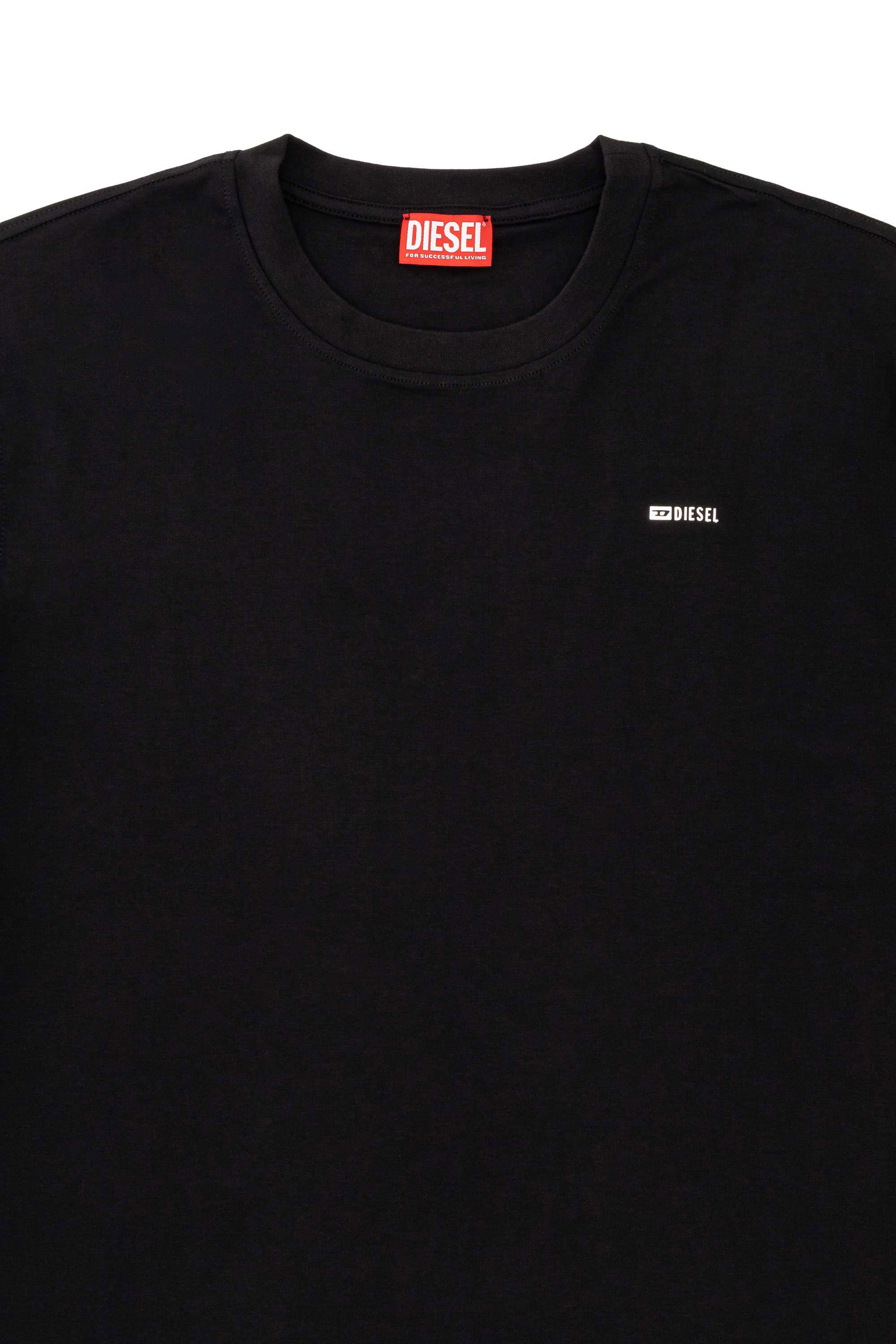 Men's Cotton T-shirt with small logo on chest | Black | Diesel