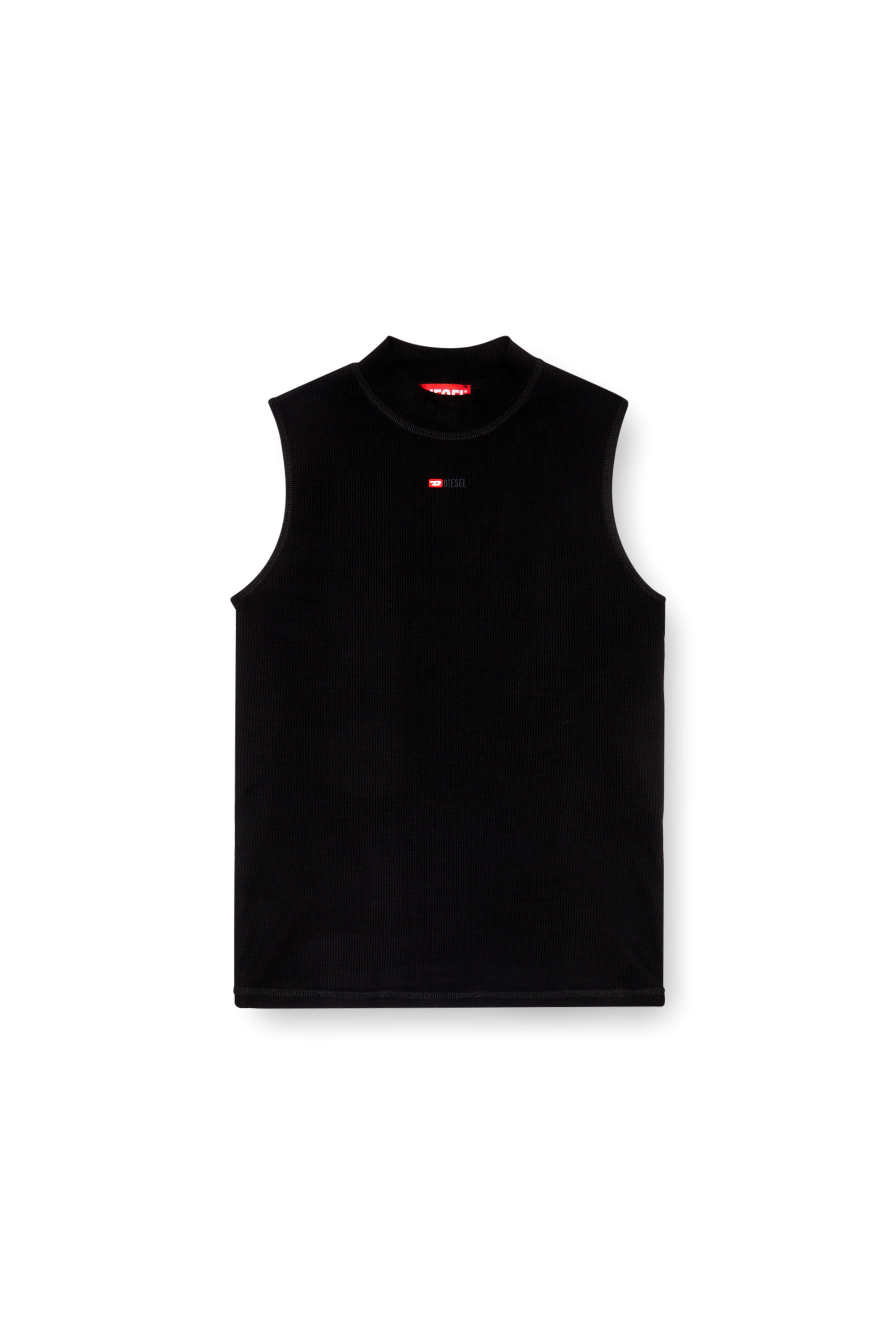 Diesel - T-MOKKY-SL-MICRODIV, Female's Ribbed tank top with mock neck in Black - 2