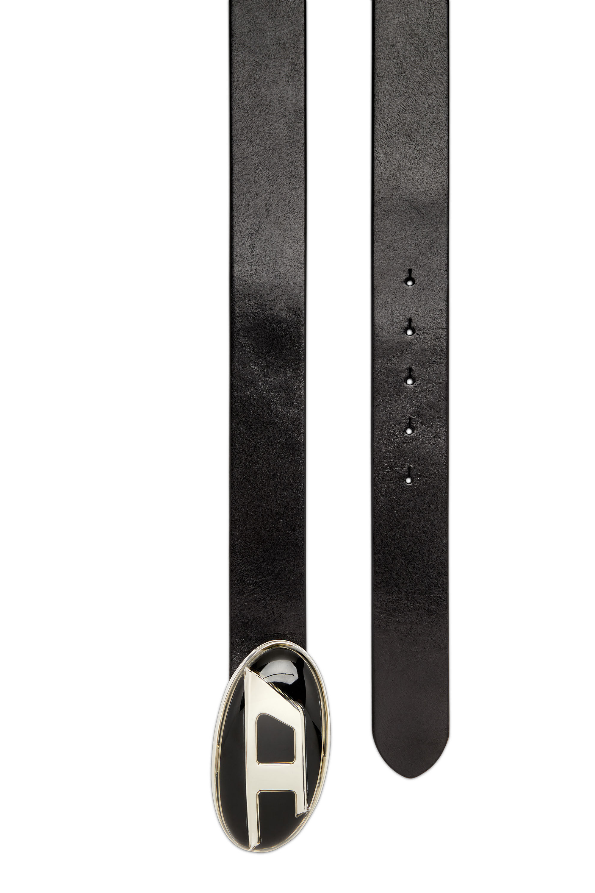 Diesel - B-1DR-RR, Male's Leather belt with enamelled logo buckle in Black - 2
