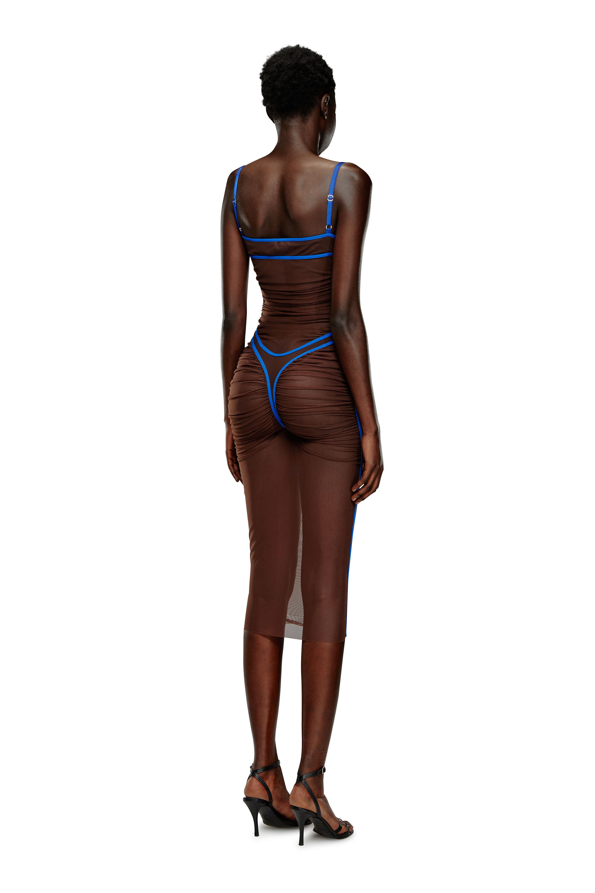 Diesel - D-HAILY, Female's Sheer dress with lingerie outline in Brown - 3