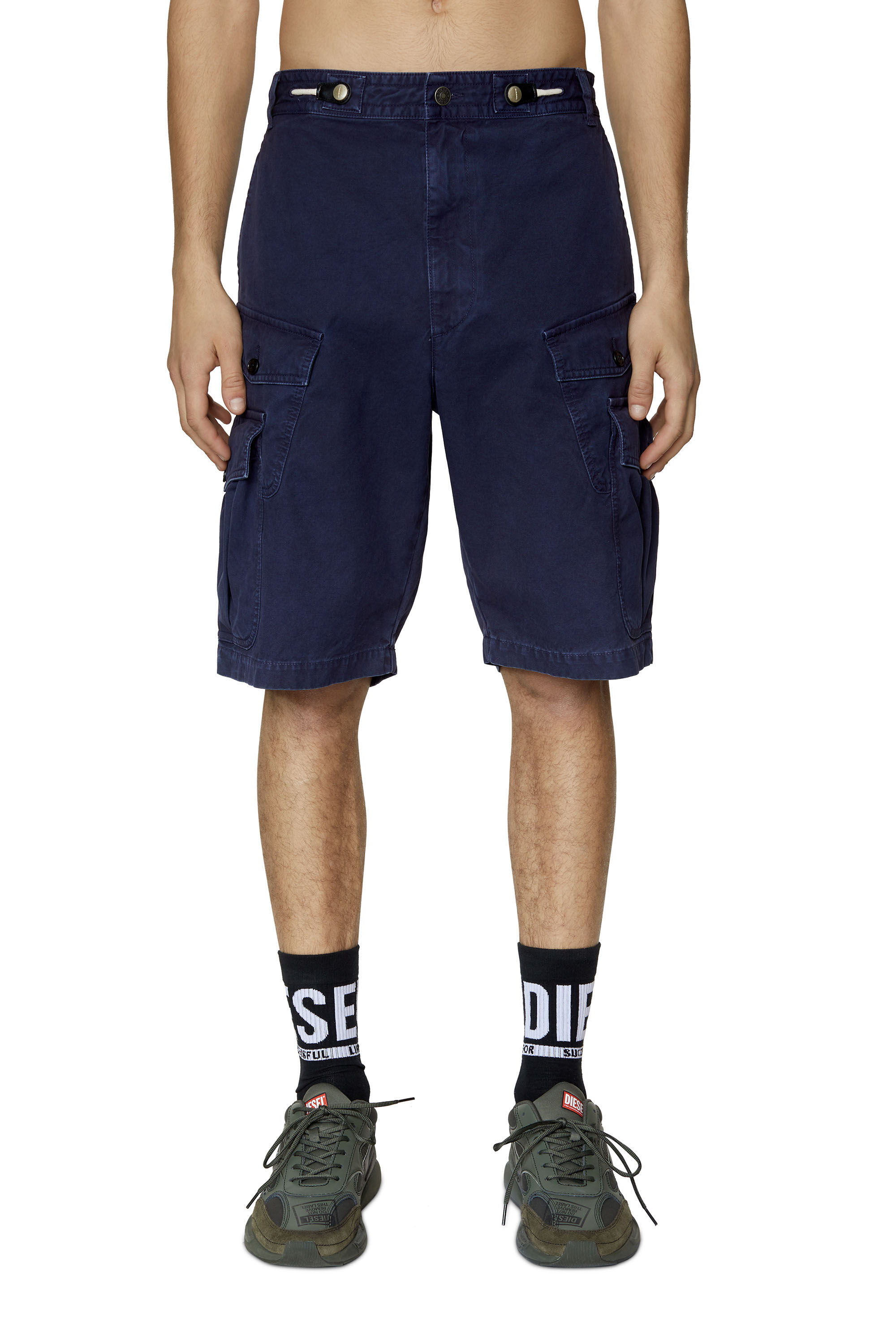 Diesel - P-JOFFE-SHO, Male's Cargo shorts in cotton twill in Blue - 3