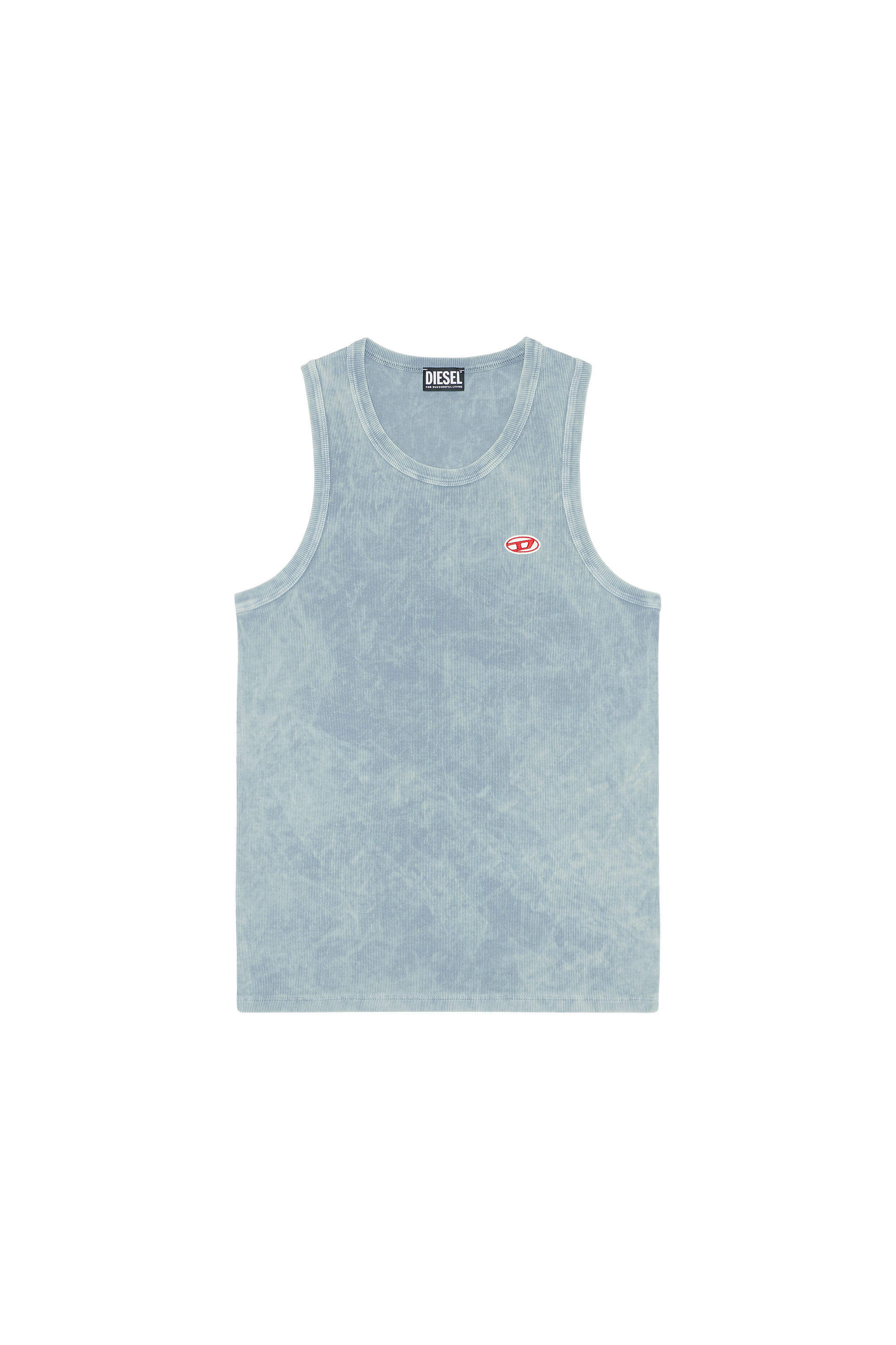 Diesel - T-WISTY-G1, Male's Acid-wash tank top with logo patch in Grey - 2