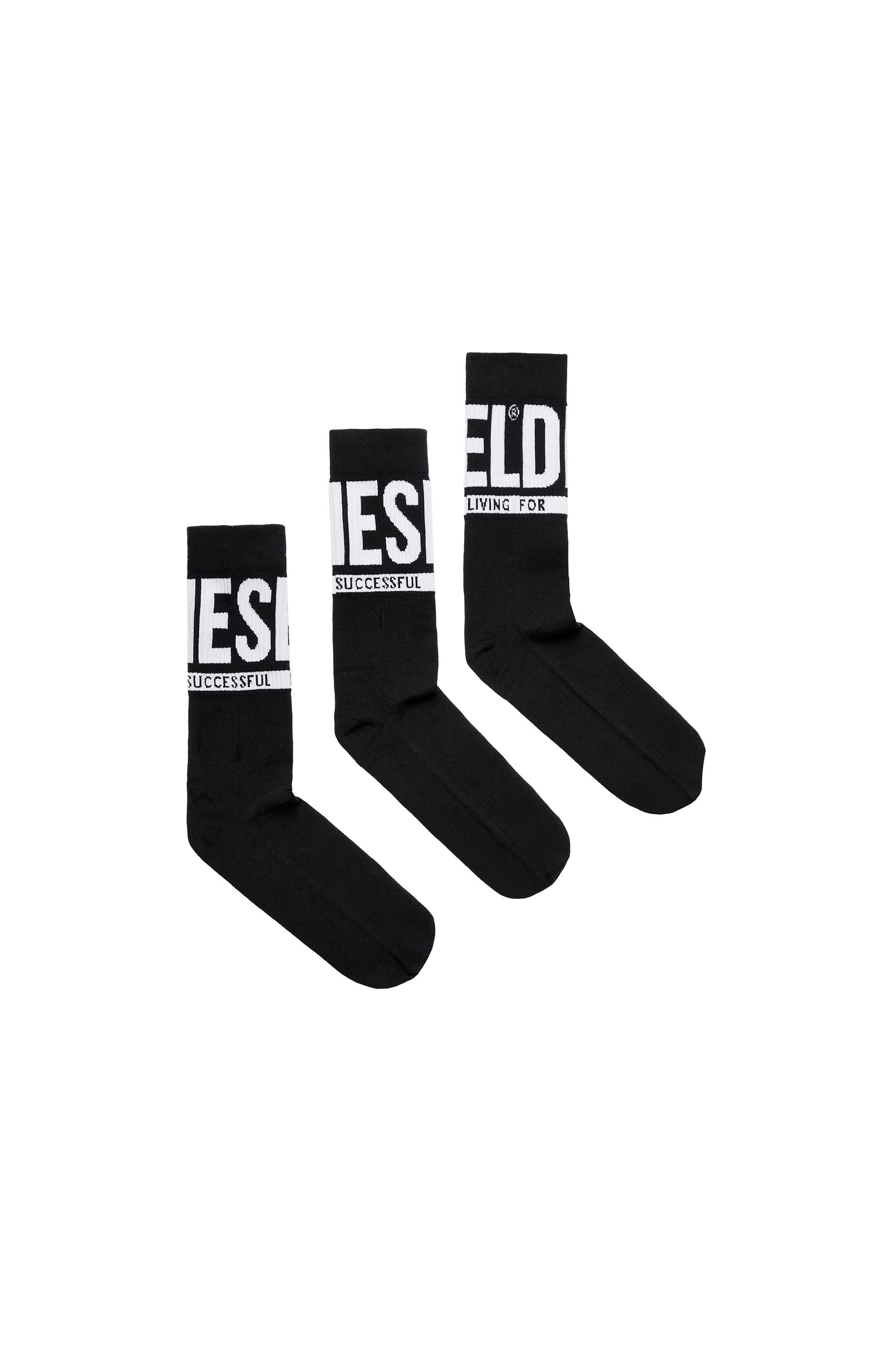 Diesel - SKM-RAY-THREEPACK, Male's 3-pack socks with Diesel logo in Black - 1