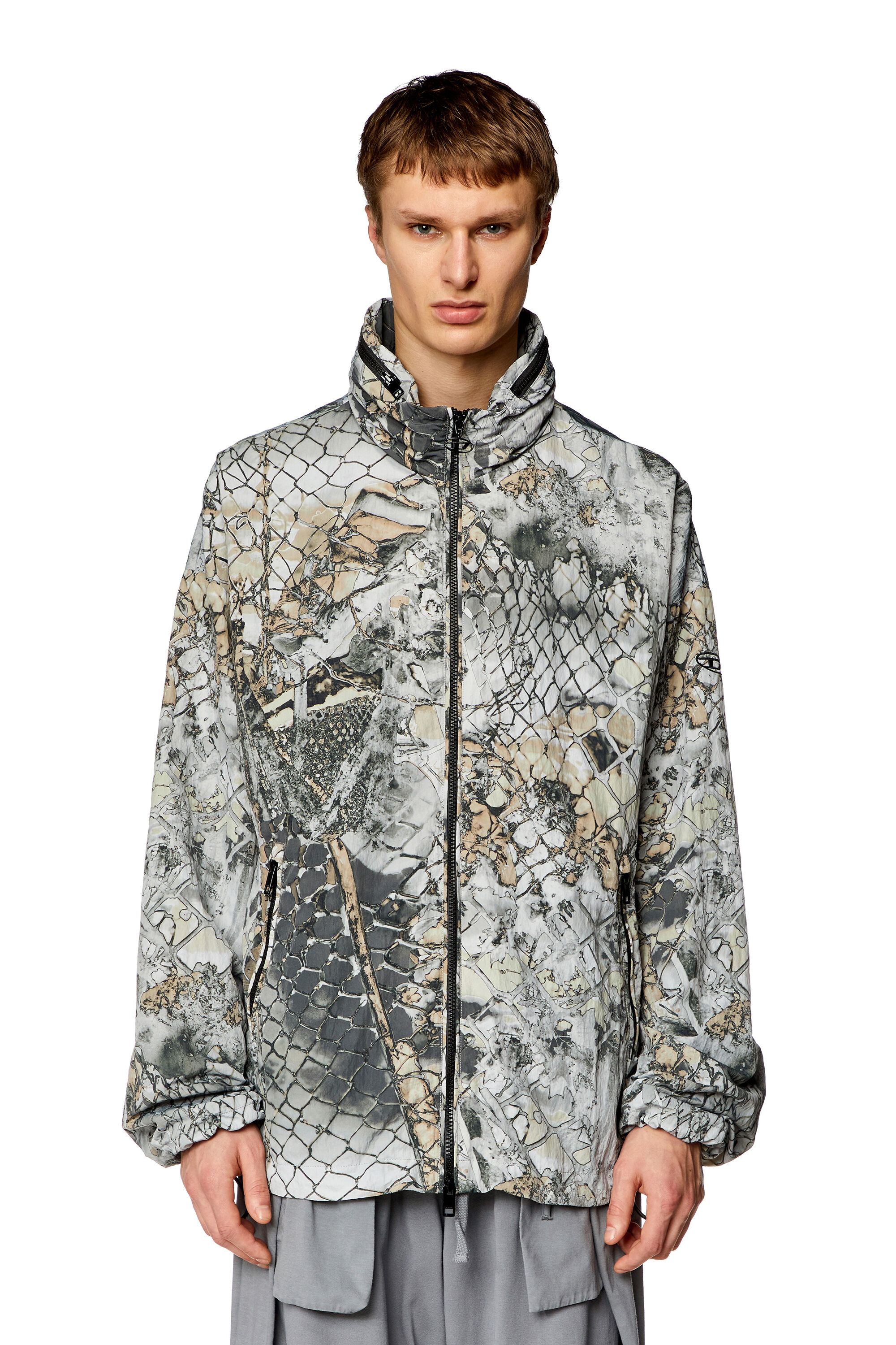 Diesel - J-DORSETT, Male's Windbreaker with abstract print in Grey - 6