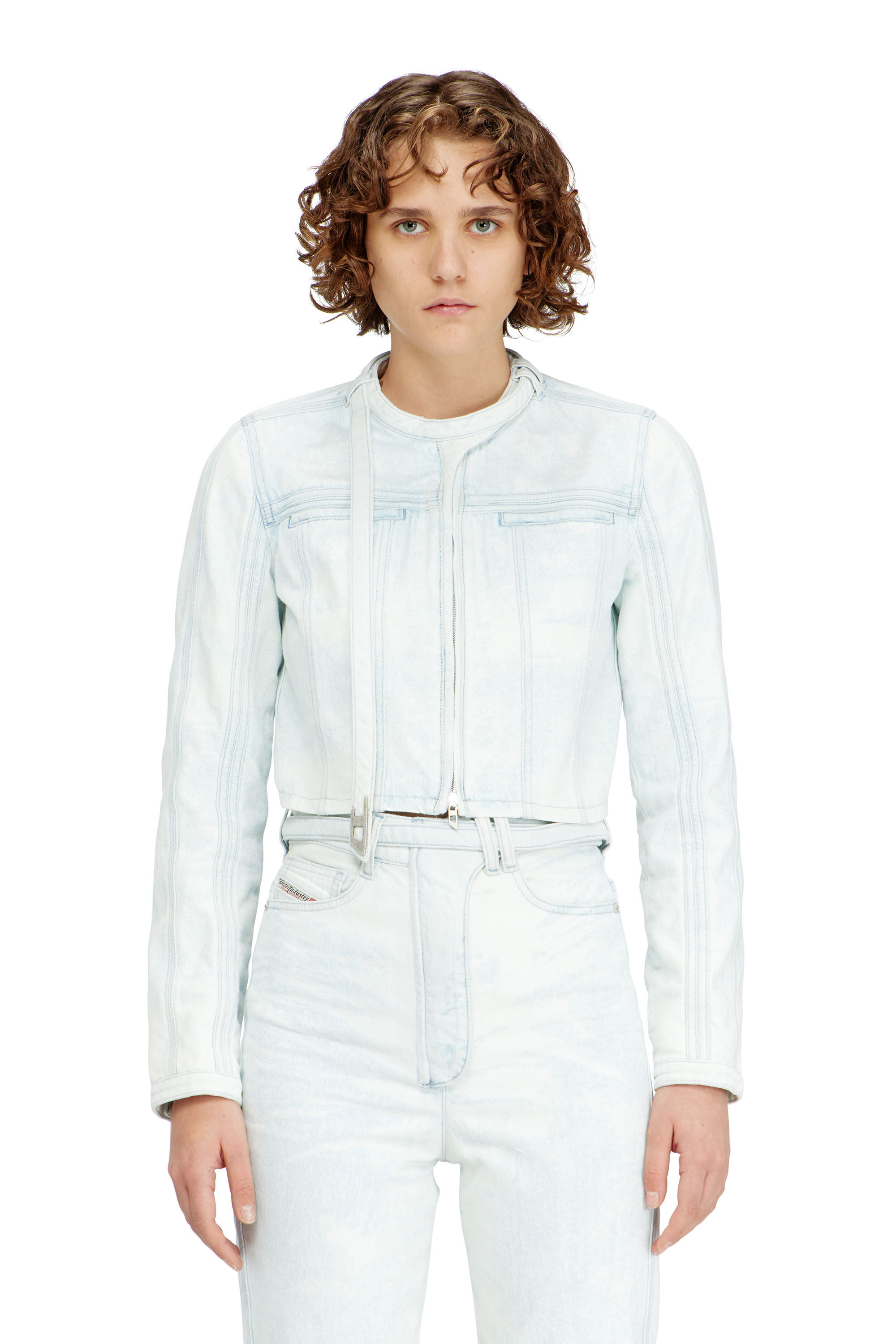 Diesel - DE-SAPHIX-FSI, Chaqueta corta de denim satinado azul hielo Mujer in Azul marino - 3