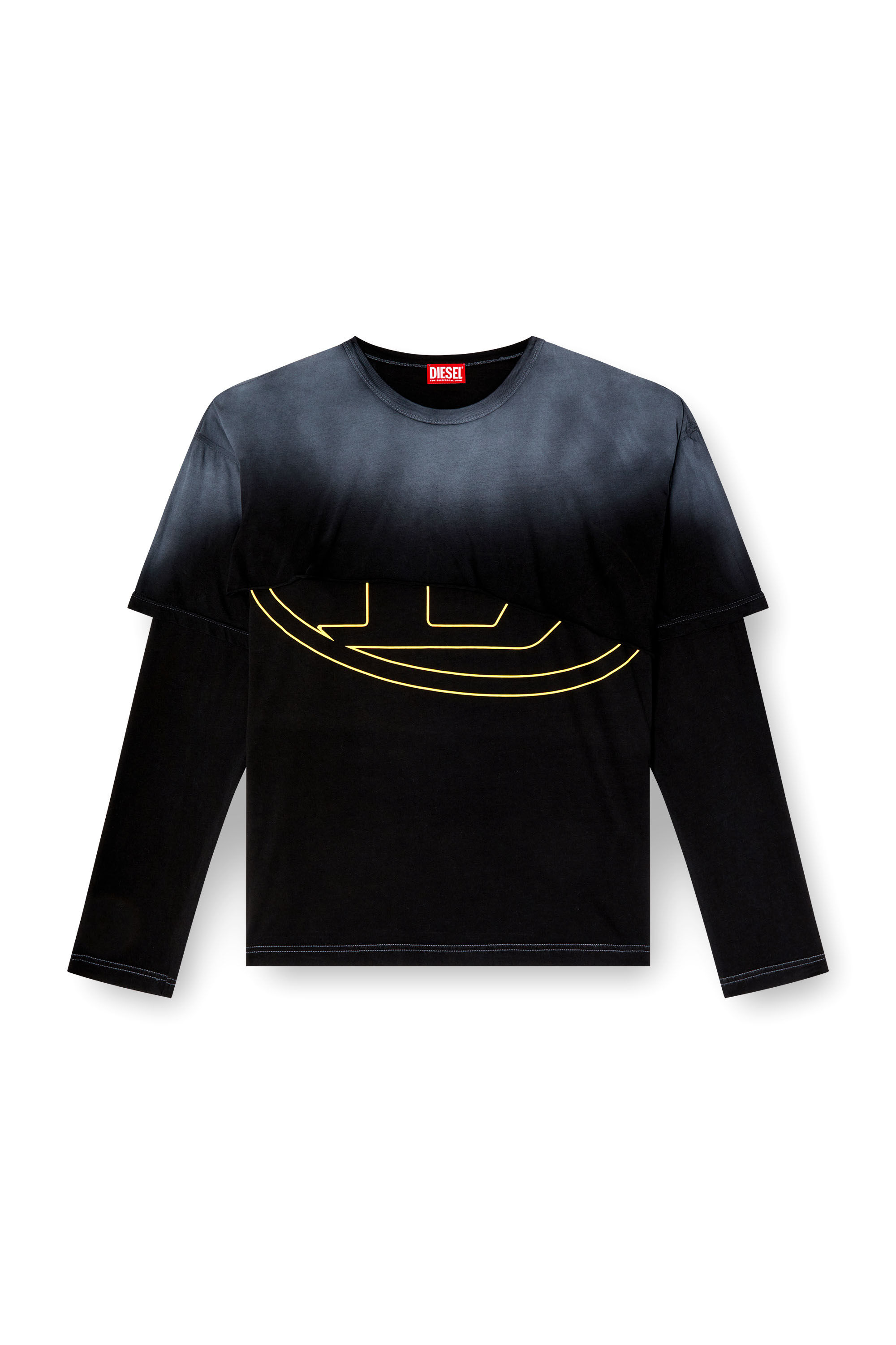 Men's Destroyed layered long-sleeve T-shirt | Black | Diesel