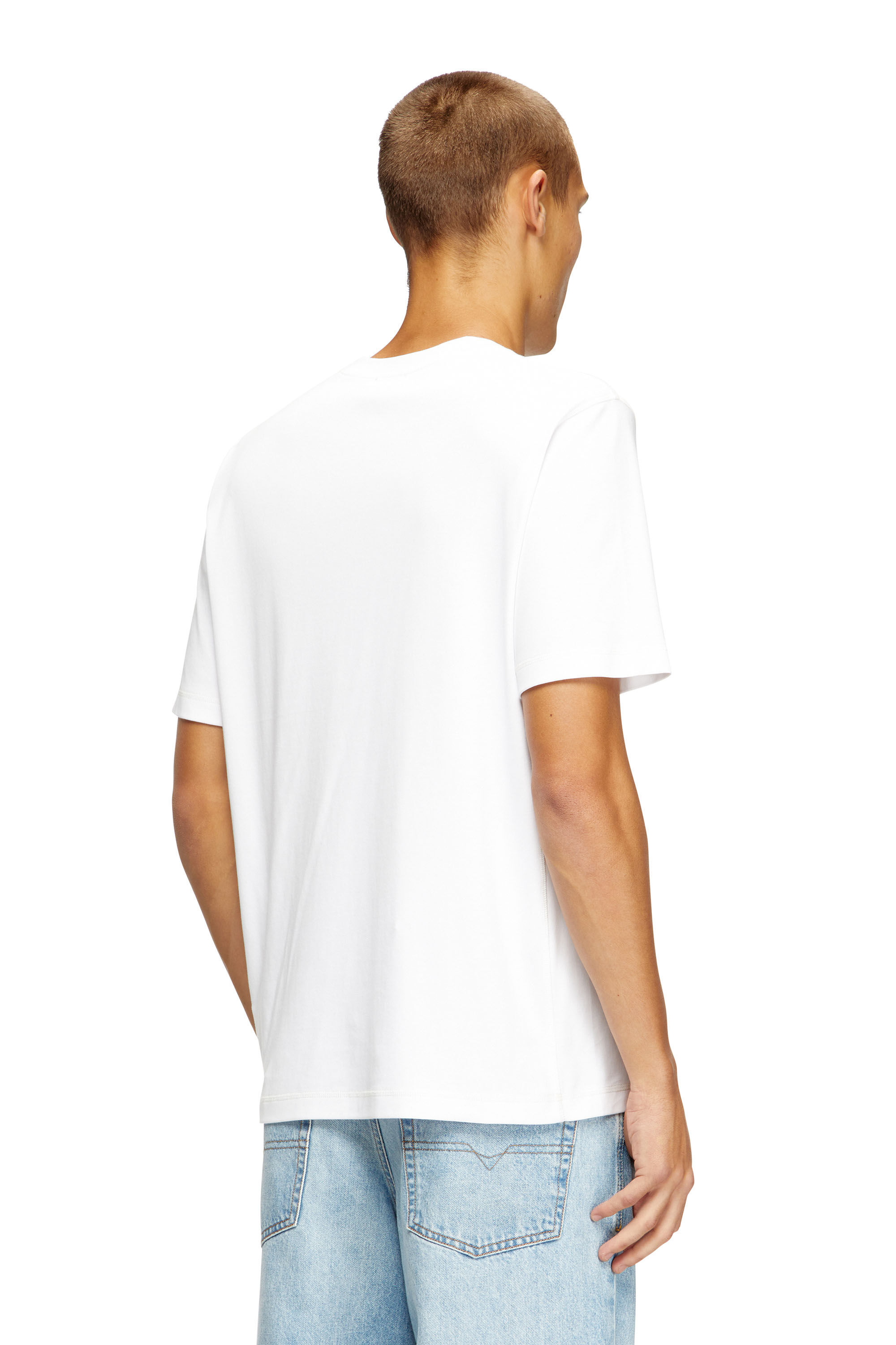 Men's Regular T-shirt with crew neck and Oval D | White | Diesel