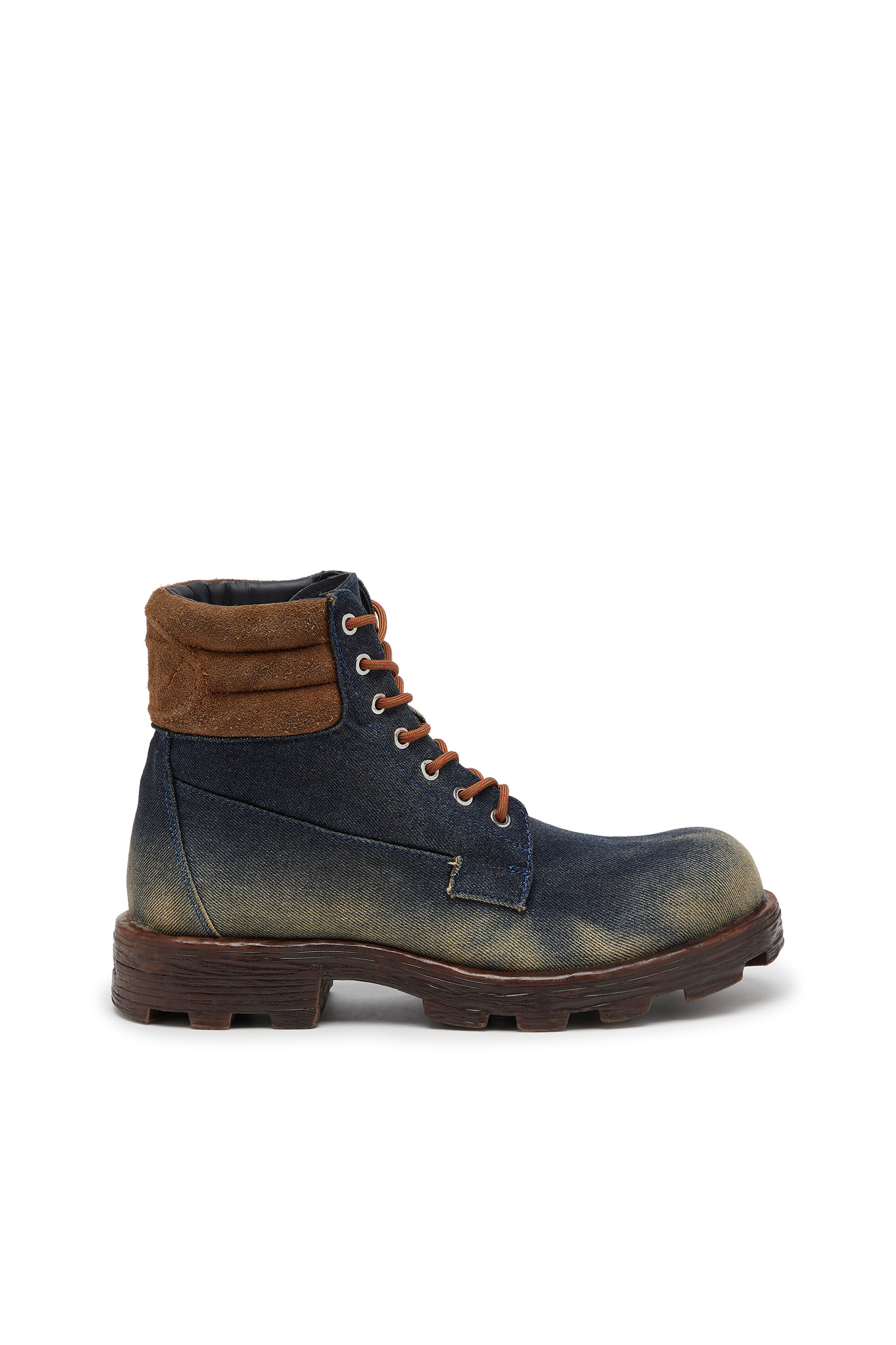 Men's D-Hammer-Combat boots in denim and suede | Blue | Diesel