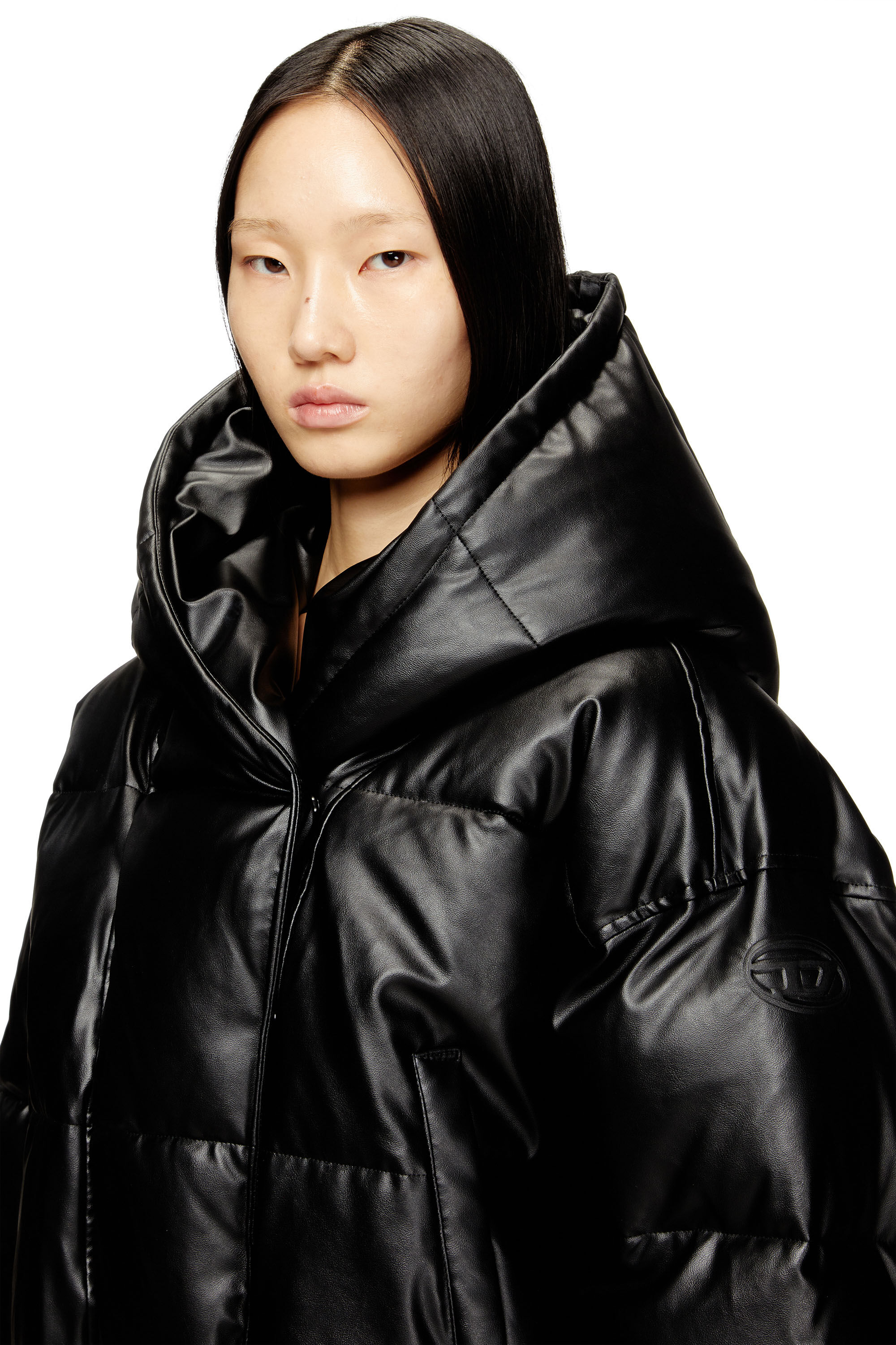 Diesel - W-ILLEY, Woman's Hooded puffer jacket in coated fabric in null - 4