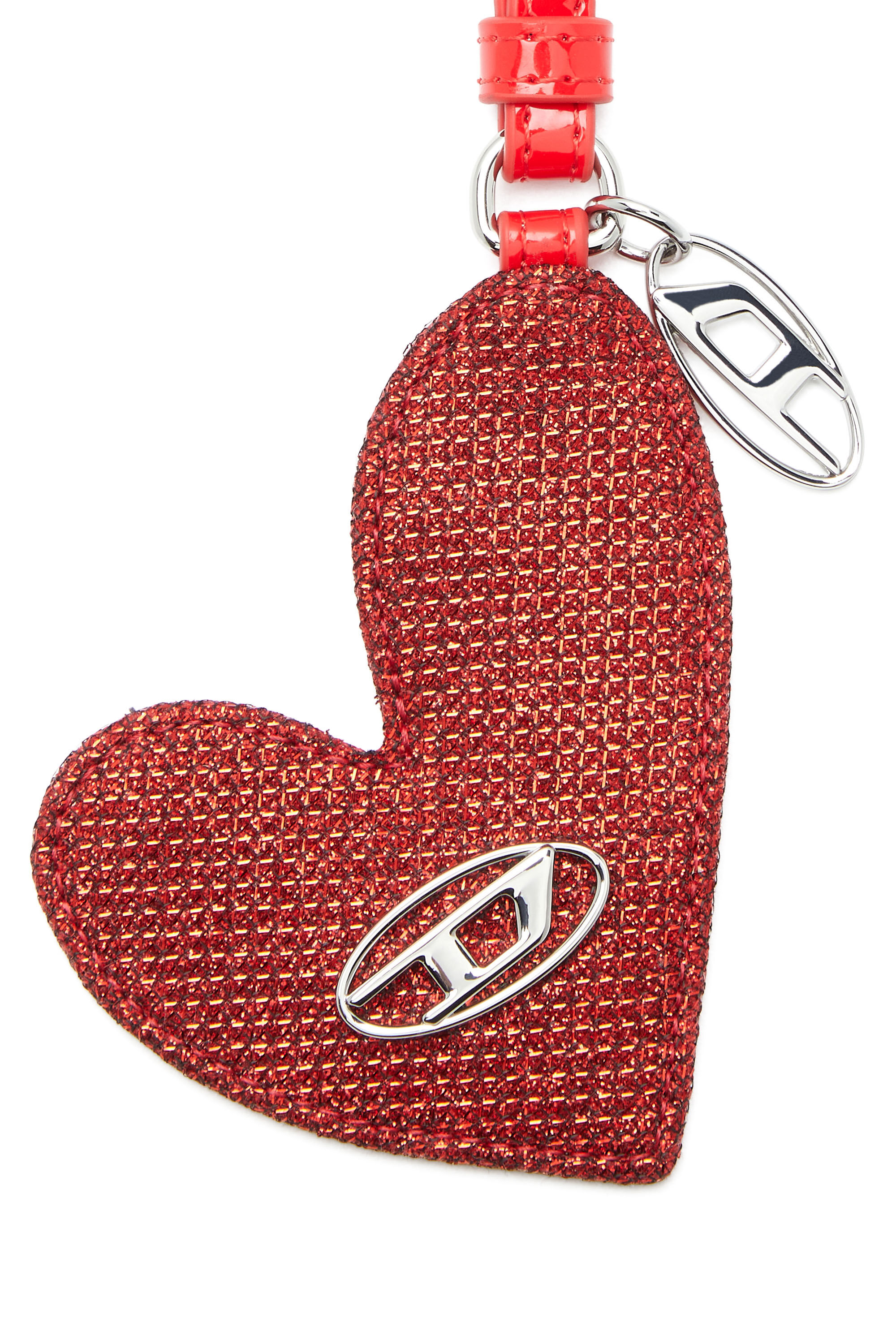 Diesel - PLAY MIRROR, Heart charm with logo in metal Femme in Rouge - 3