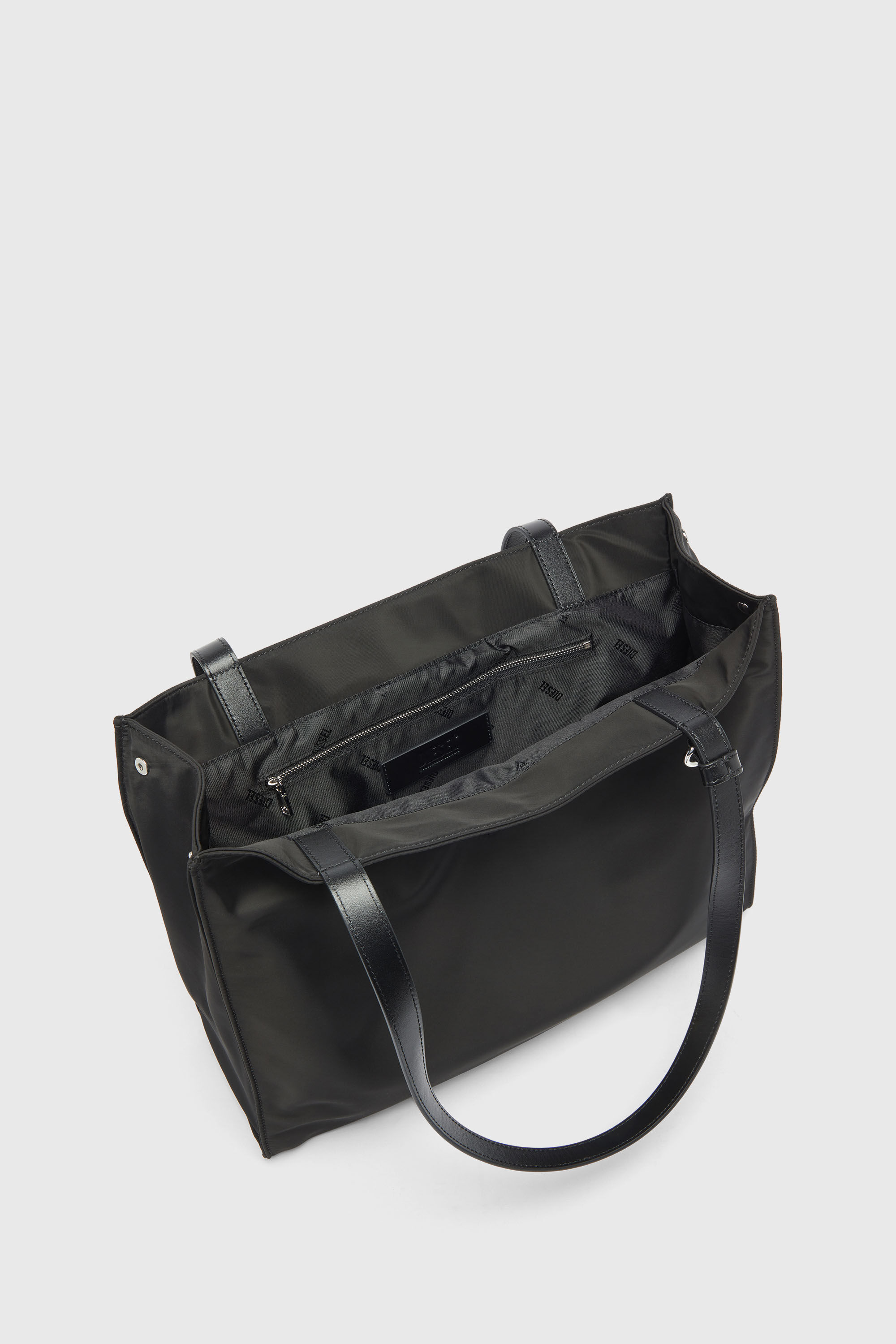 Women's 1DR - Shopping bag in nylon with leather flap | Black
