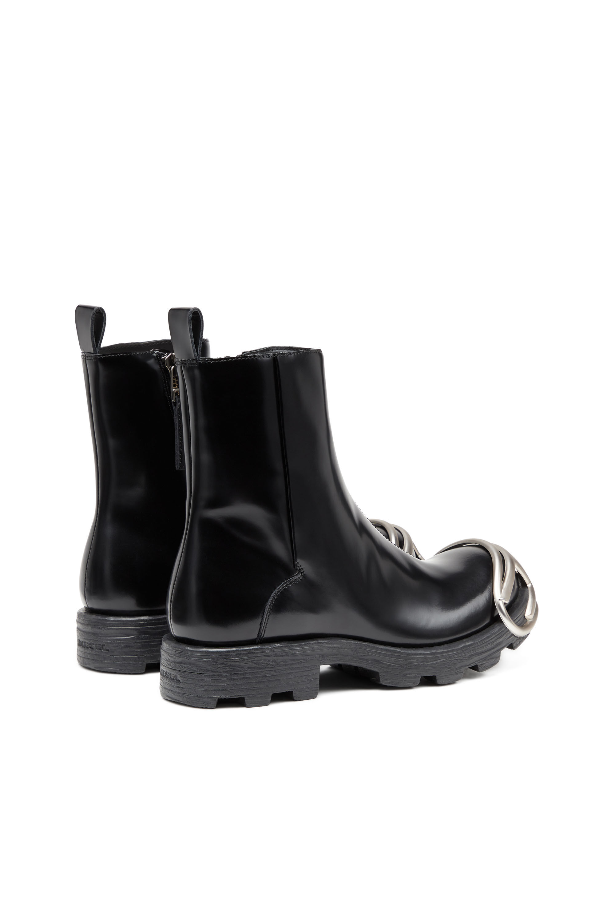 Diesel - D-HAMMER BT ZIP D, Male's D-Hammer-Leather Chelsea boots with Oval D toe caps in Black - 3