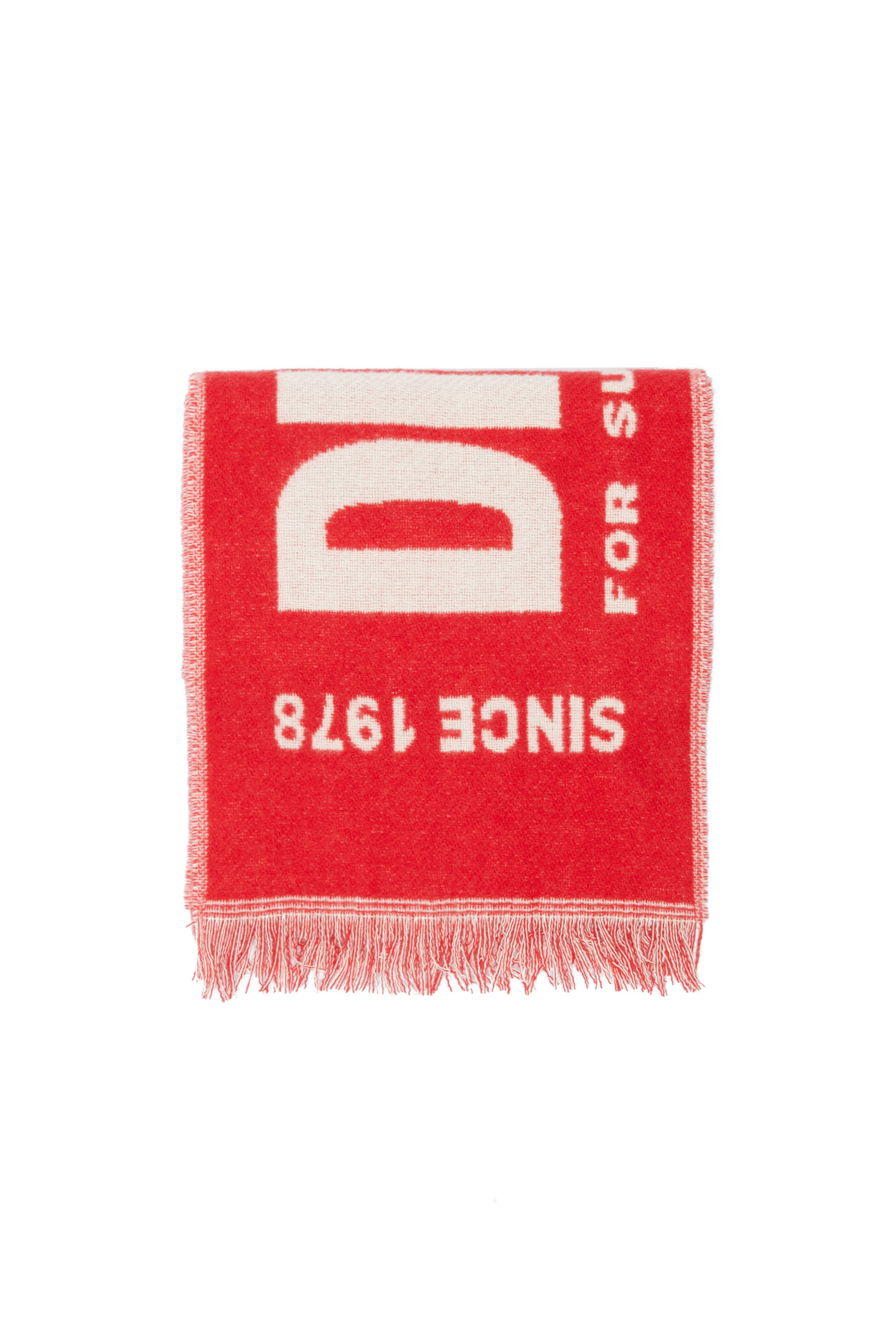 Diesel - S-BISC-NEW, Male's Blended wool scarf with jacquard logo in Red - 1