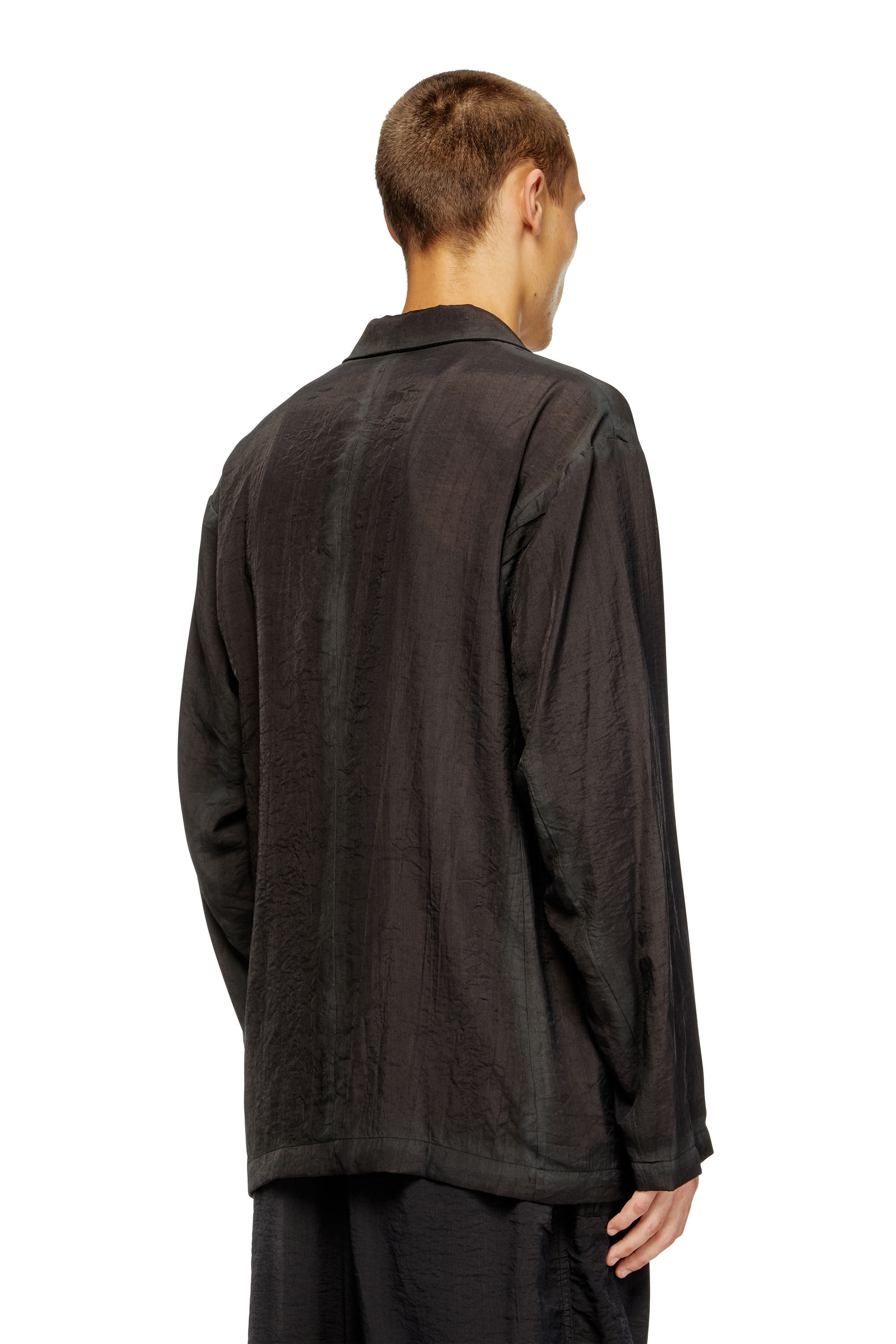 Men's Double-breasted blazer in wrinkled shell | Black | Diesel