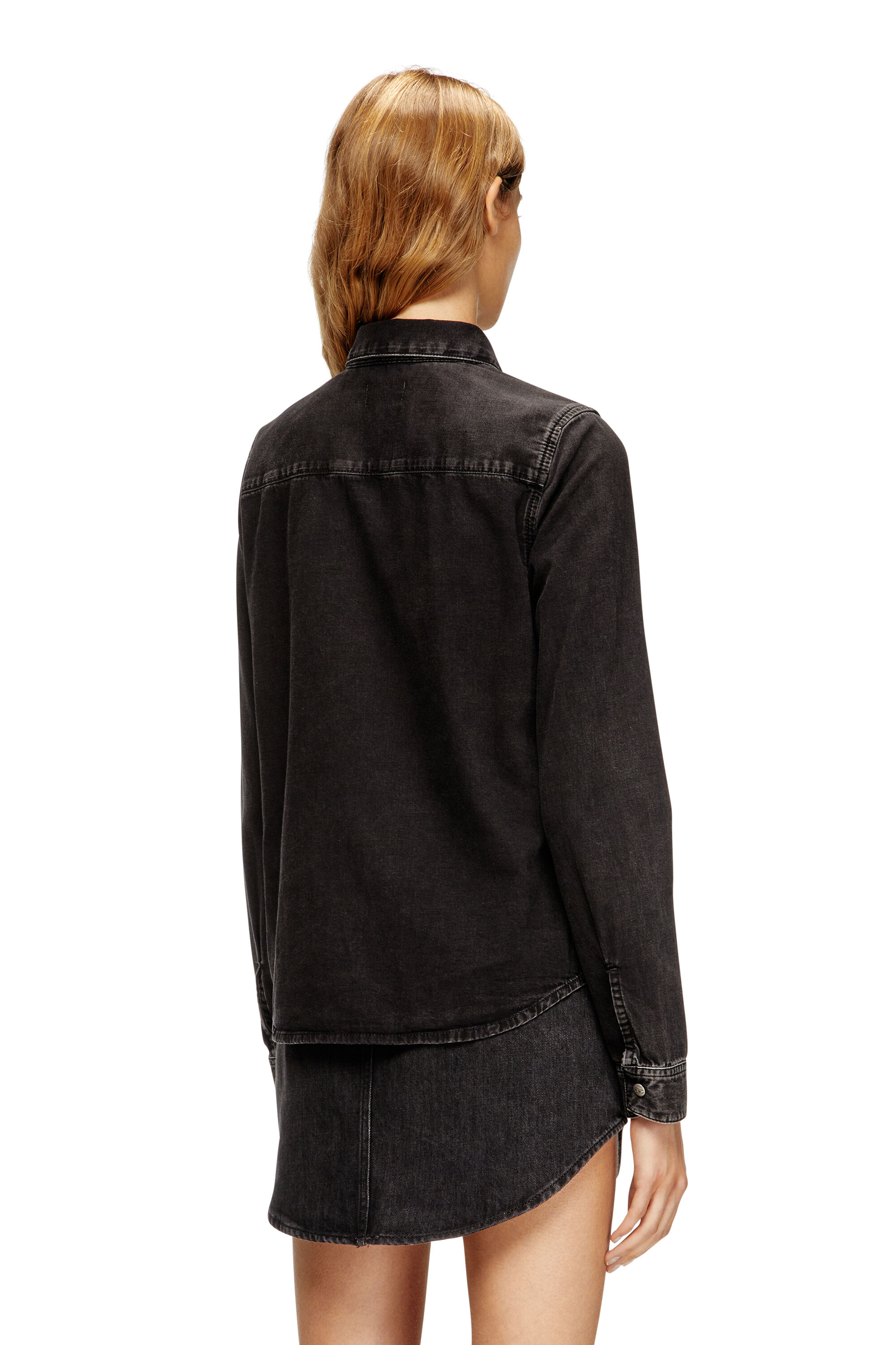 Women's Denim shirt with contrasting stitching | Black | Diesel