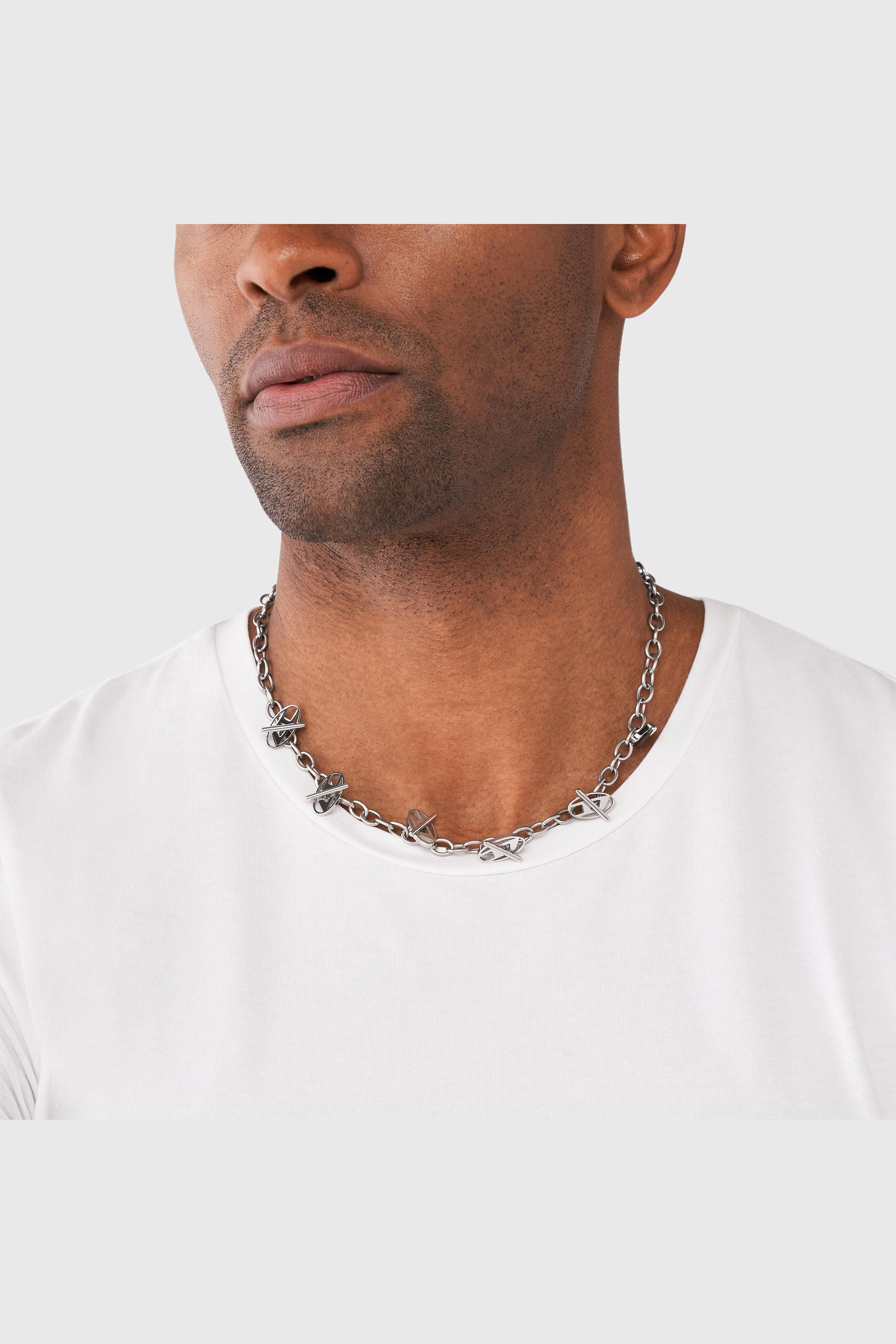 Women's Oval D Logo Chain Necklace | Silver | Diesel {{Country}}