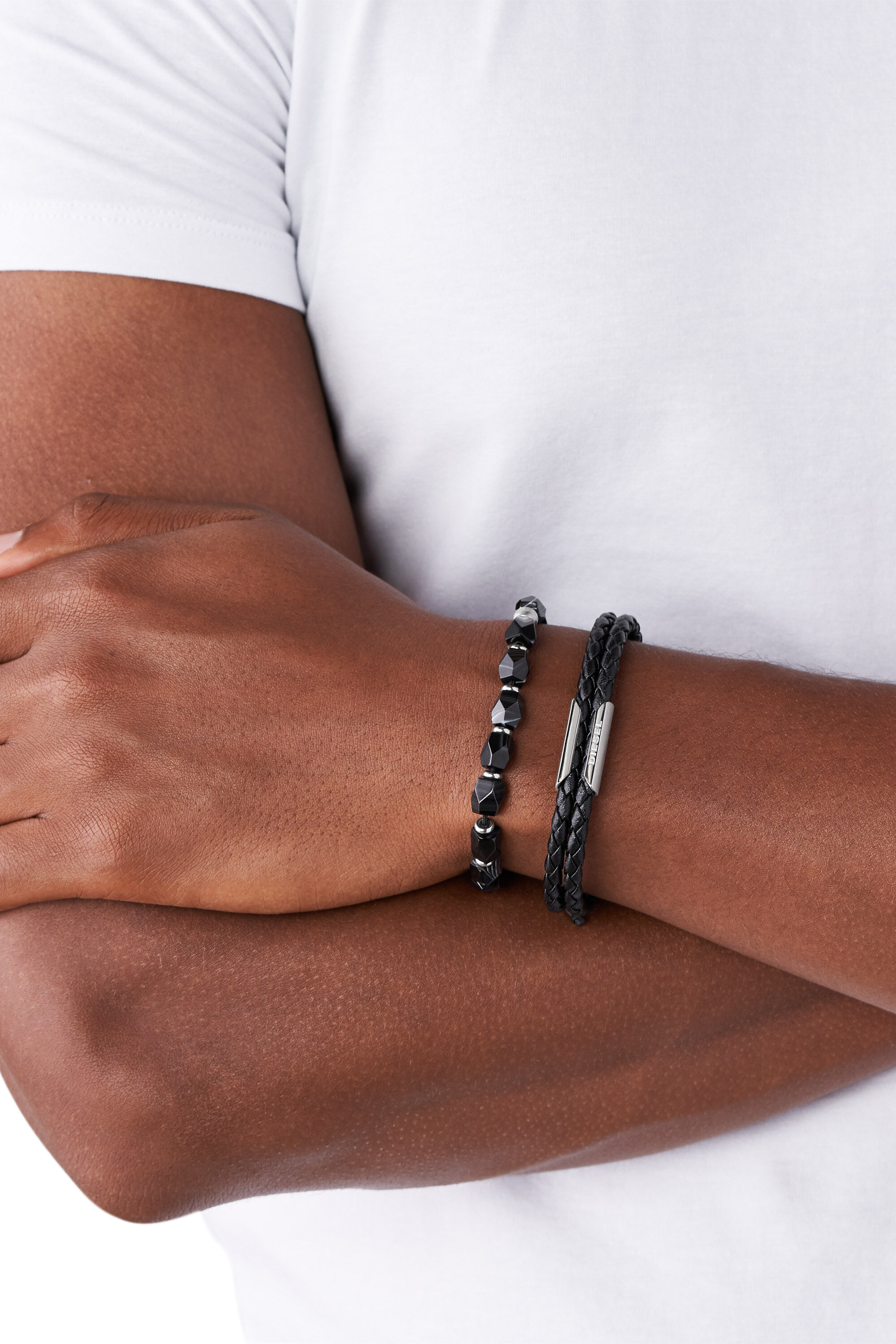 Diesel - DX1242, Ensemble de deux bracelets noirs Homme in Noir - 2