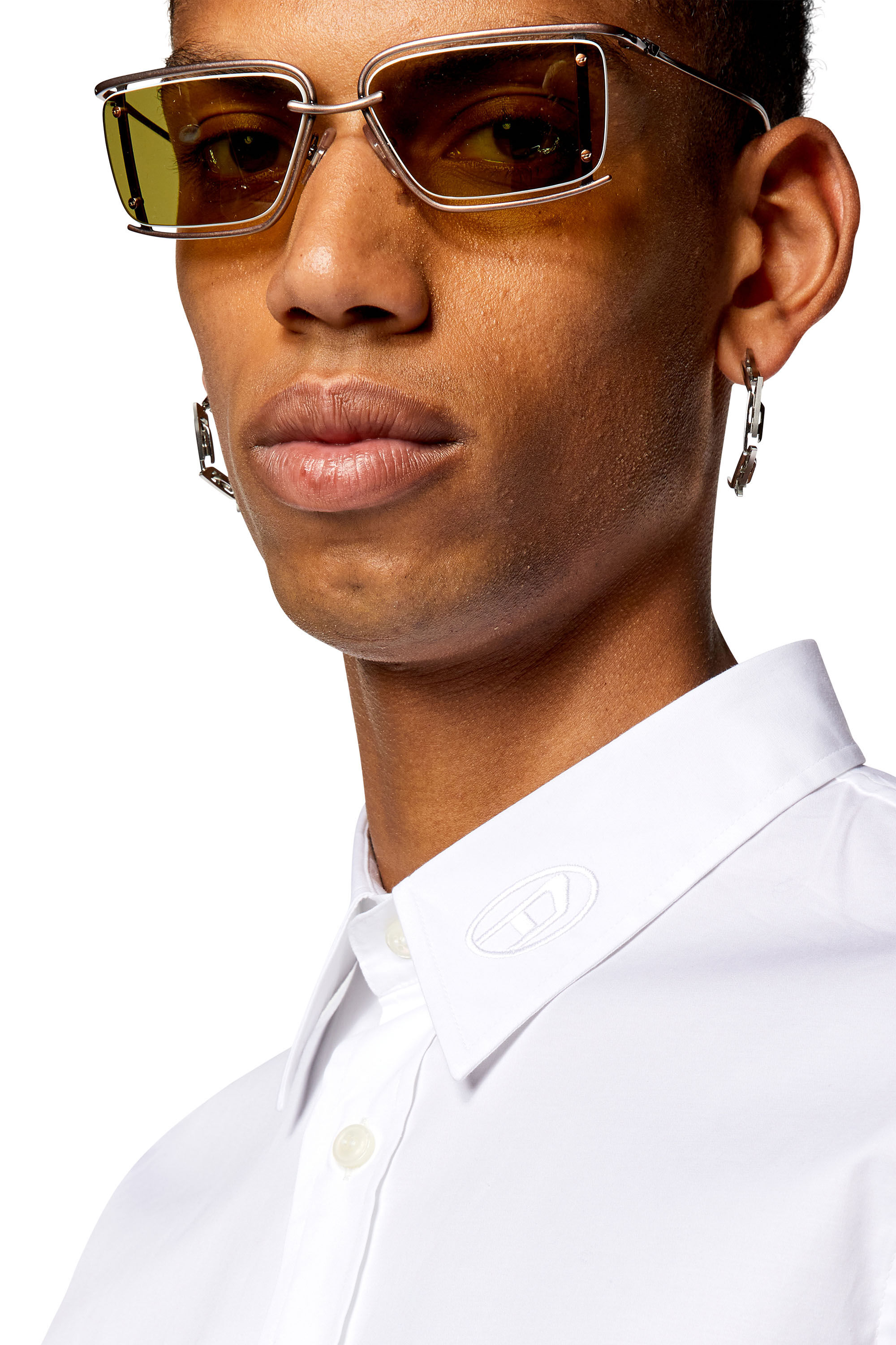 Diesel - S-BENNY-CL, Male's Micro-twill shirt with tonal embroidery in White - 4