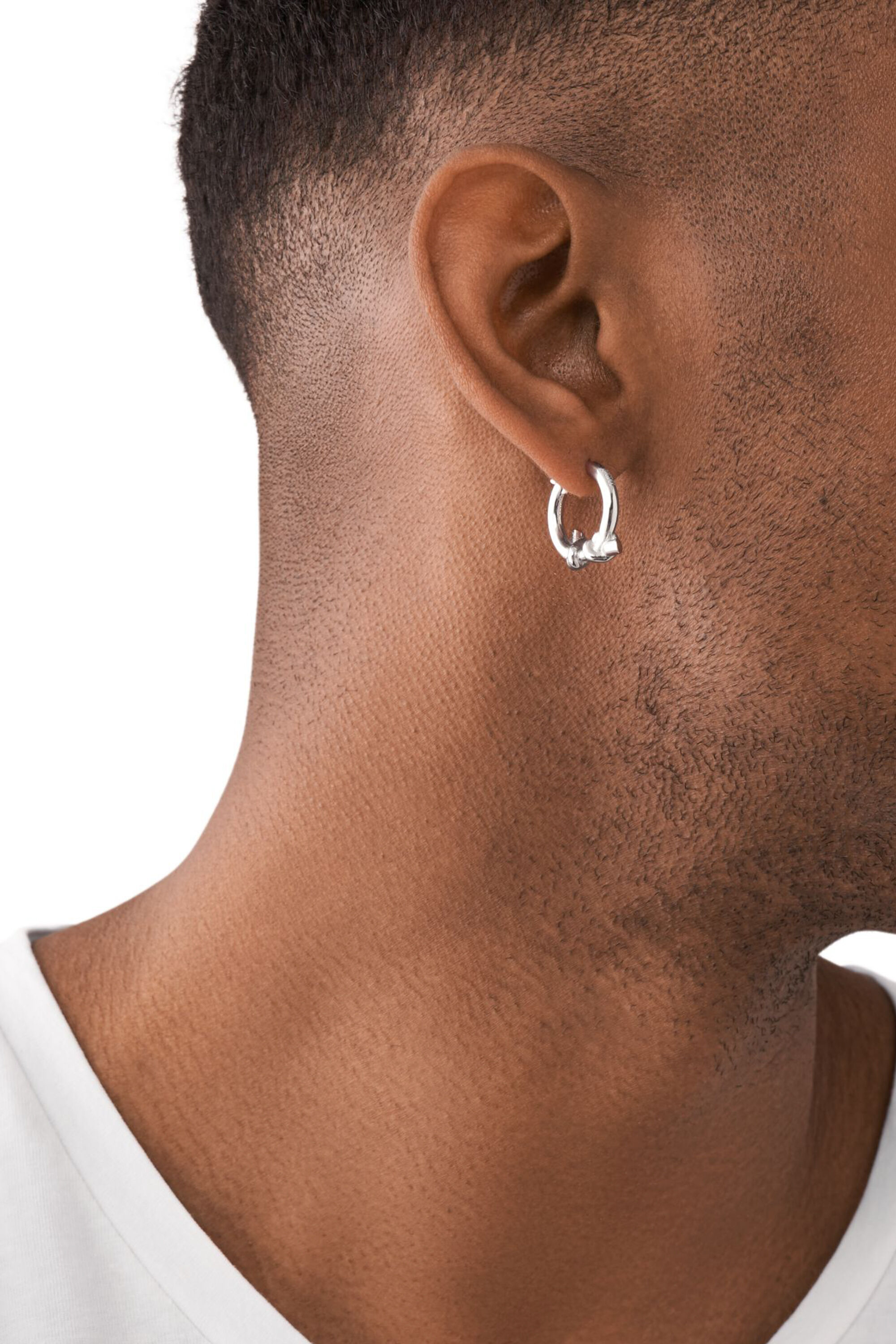 Women's Stainless Steel single hoop knot earring | Silver | Diesel