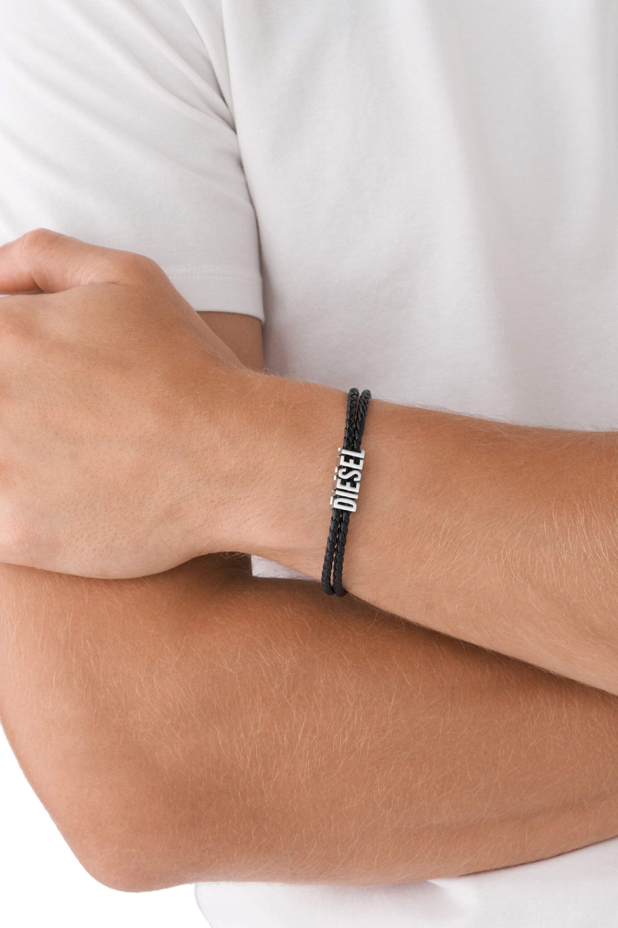 Men's Black leather bracelet | Black | Diesel