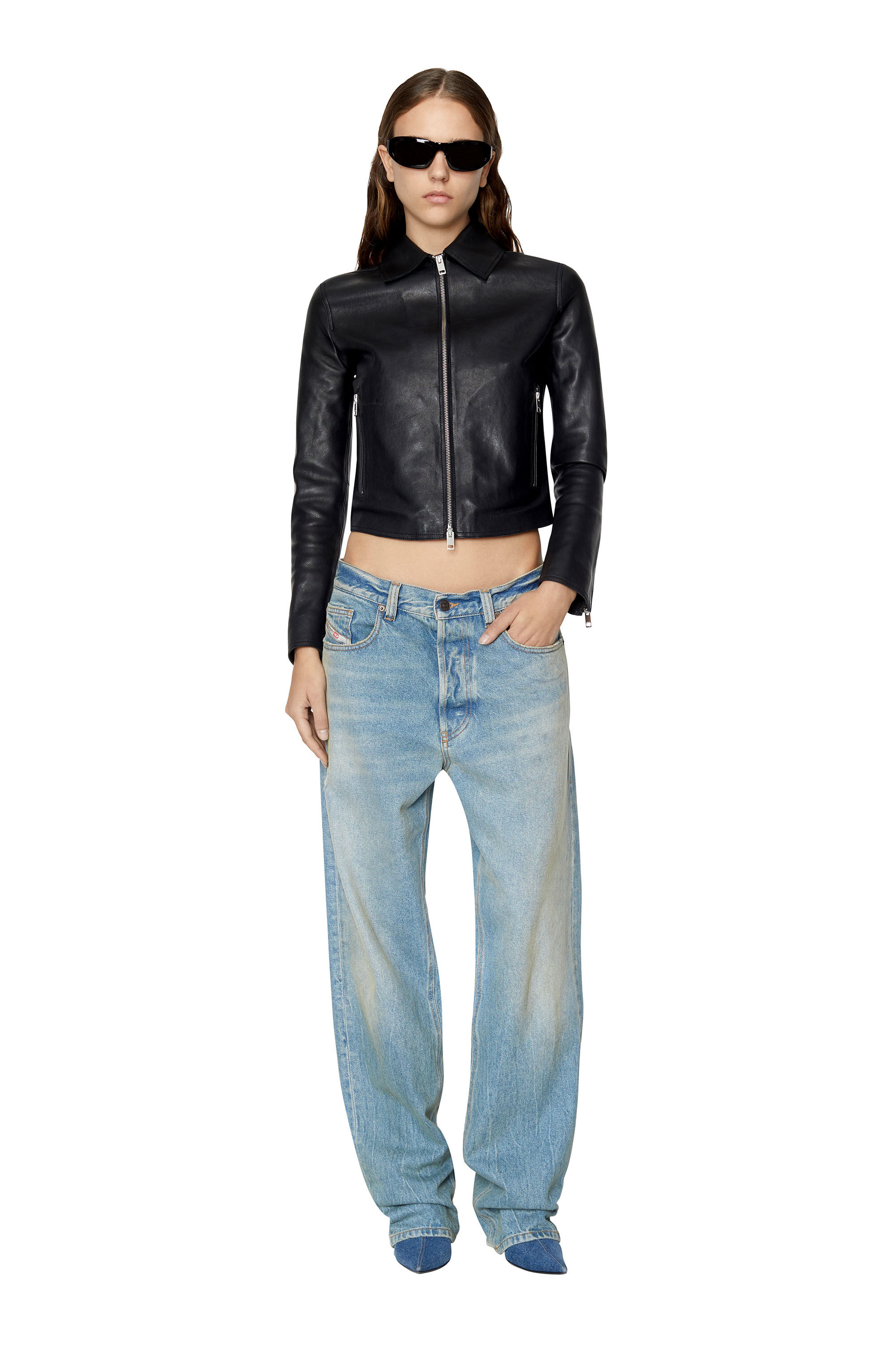Diesel - L-MELIA-NW, Female's Light leather biker jacket in Black - 1
