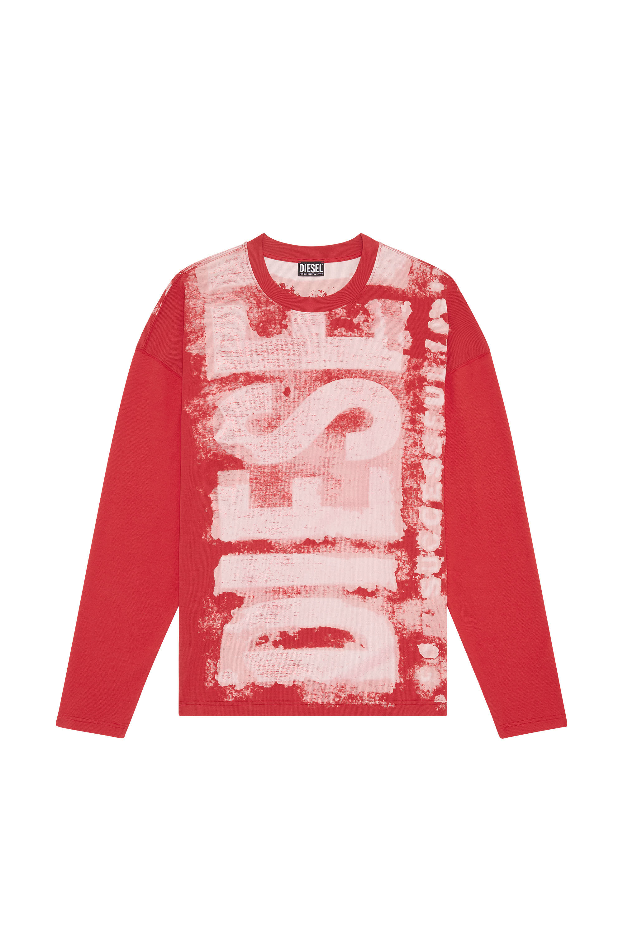 Diesel - T-WASRIB, Male's Long-sleeve T-shirt with smudged logo in Red - 2