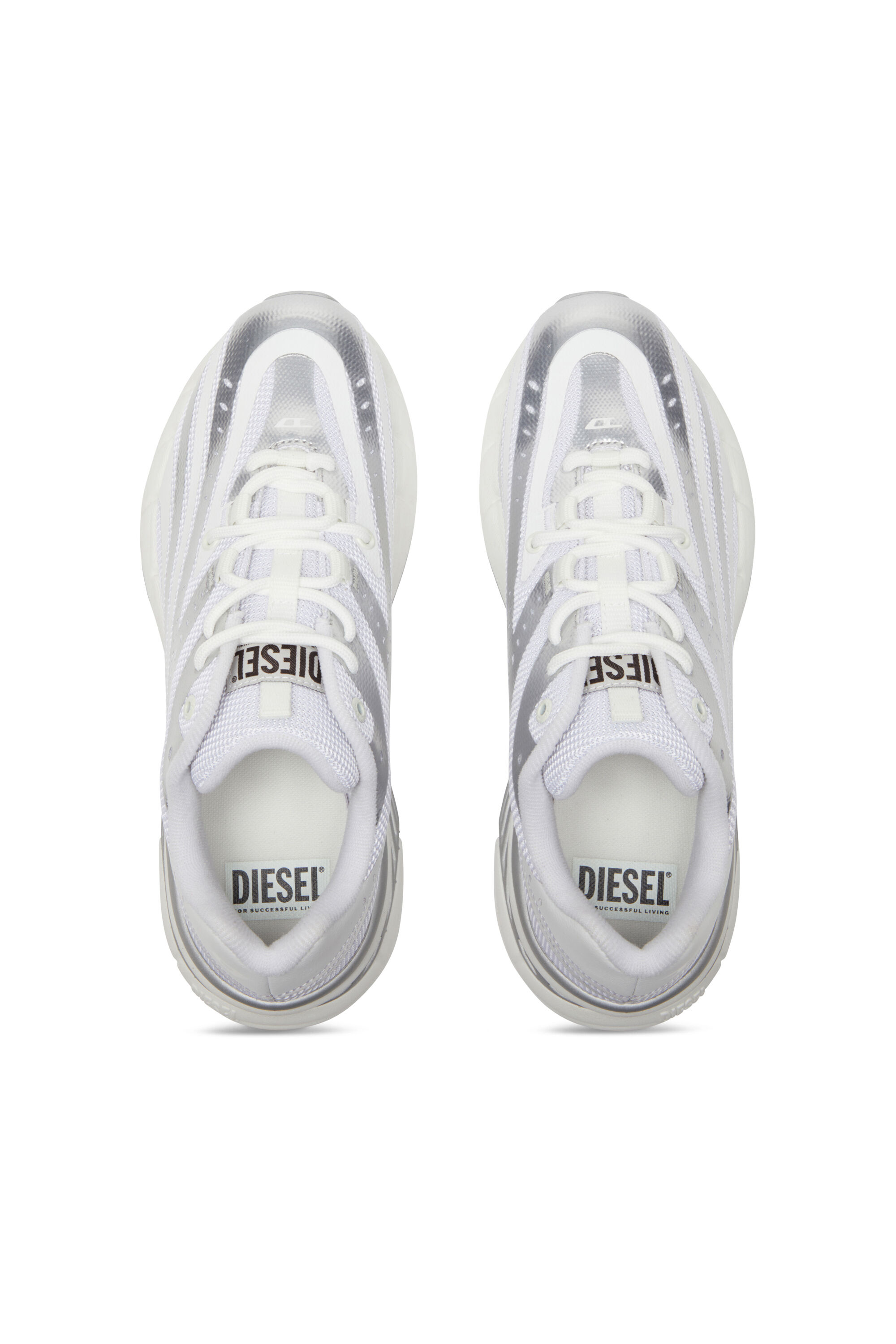 Diesel - D-AIRSPEED LOW W, Woman's D-Airspeed-Sneakers in coated metallic mesh in White - 4