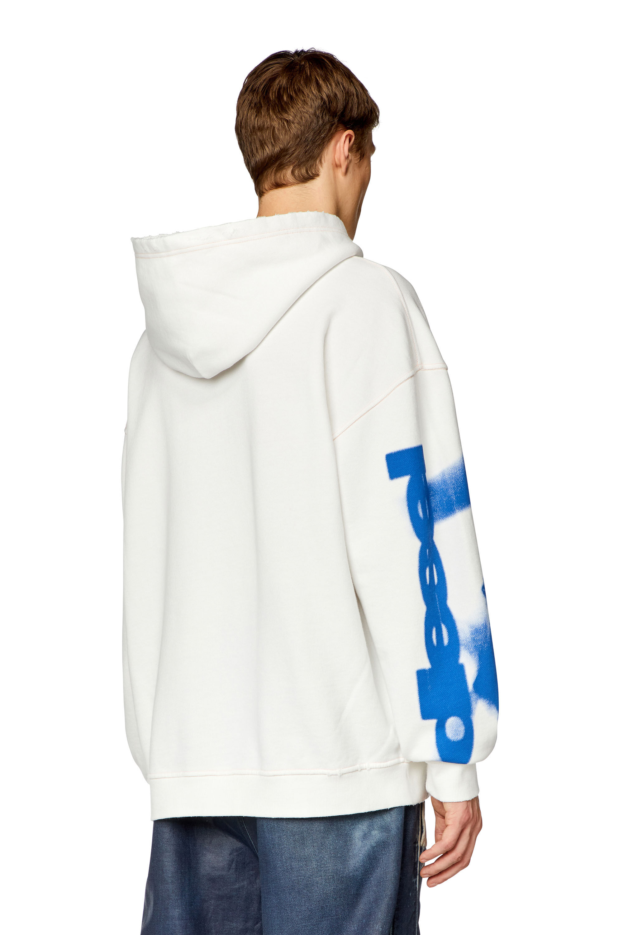 Diesel - S-BOXT-HOOD-N4, Sweat-shirt à capuche effet vieilli avec imprimé taché Homme in Blanc - 4