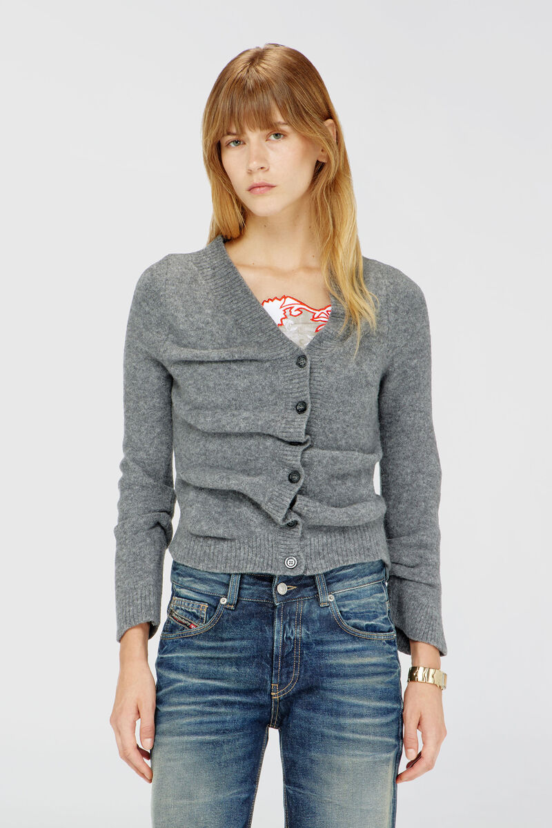 Cropped cardigan in wrinkled boiled knit