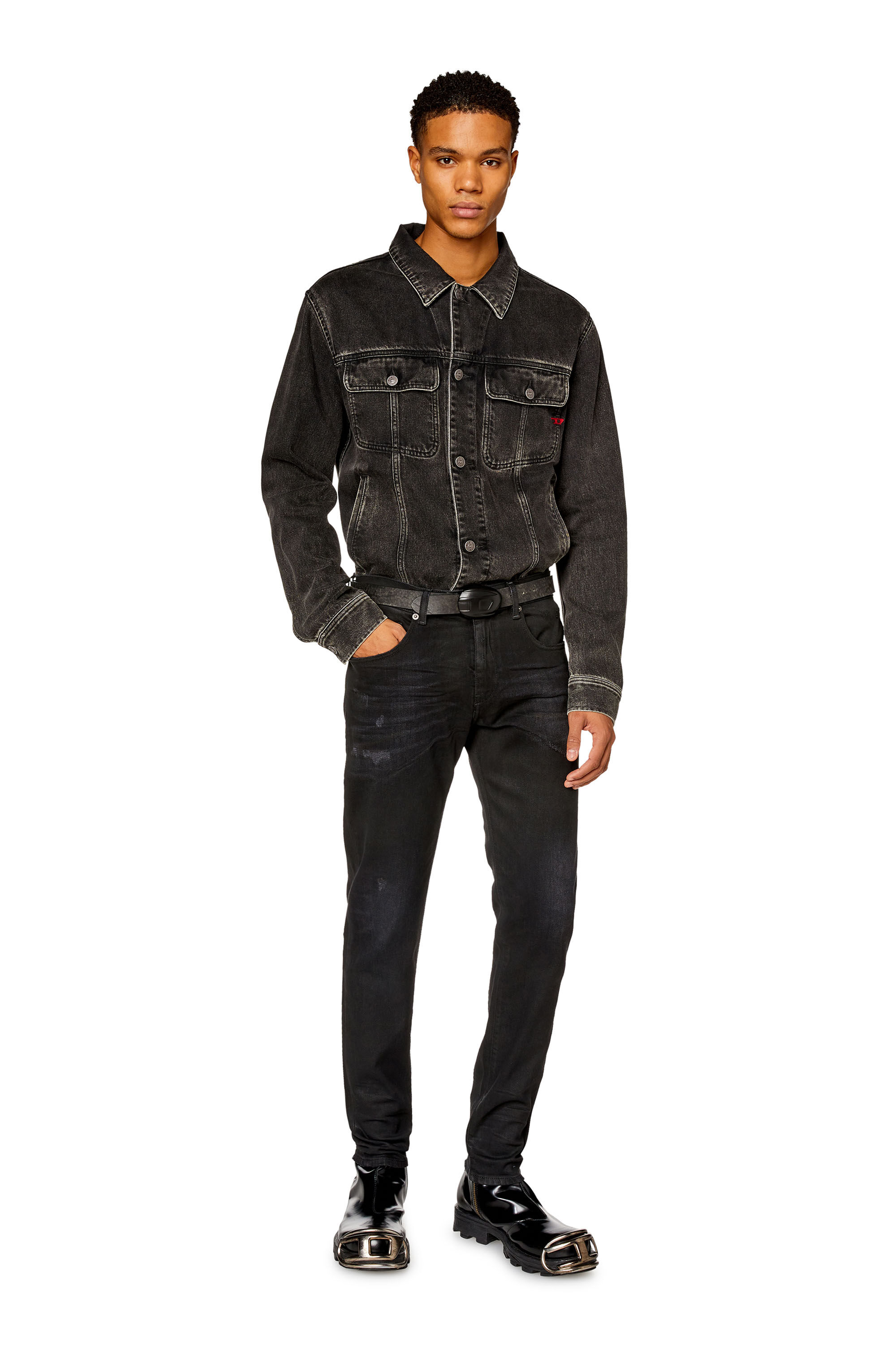 Diesel - Slim Jeans 2019 D-Strukt 09I19 Homme, Noir/Gris foncé - Image 1