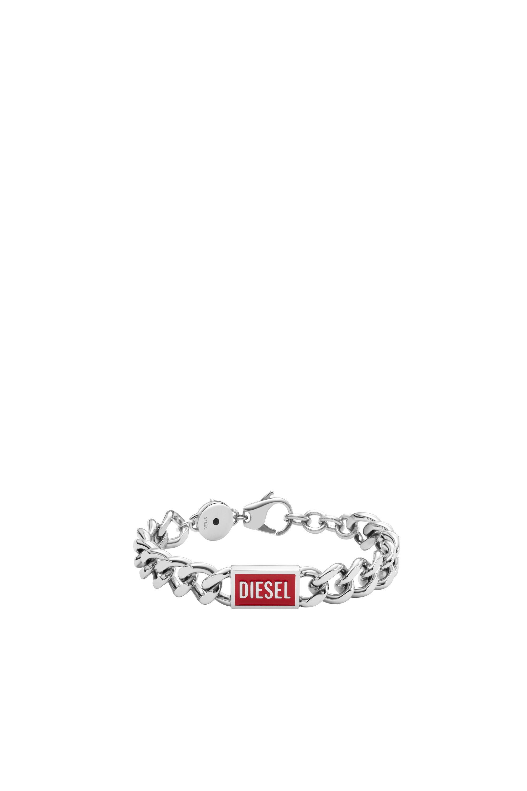Diesel - DX1371, Bracelet chaîne en acier inoxydable avec logo Homme in Gris argenté - 1